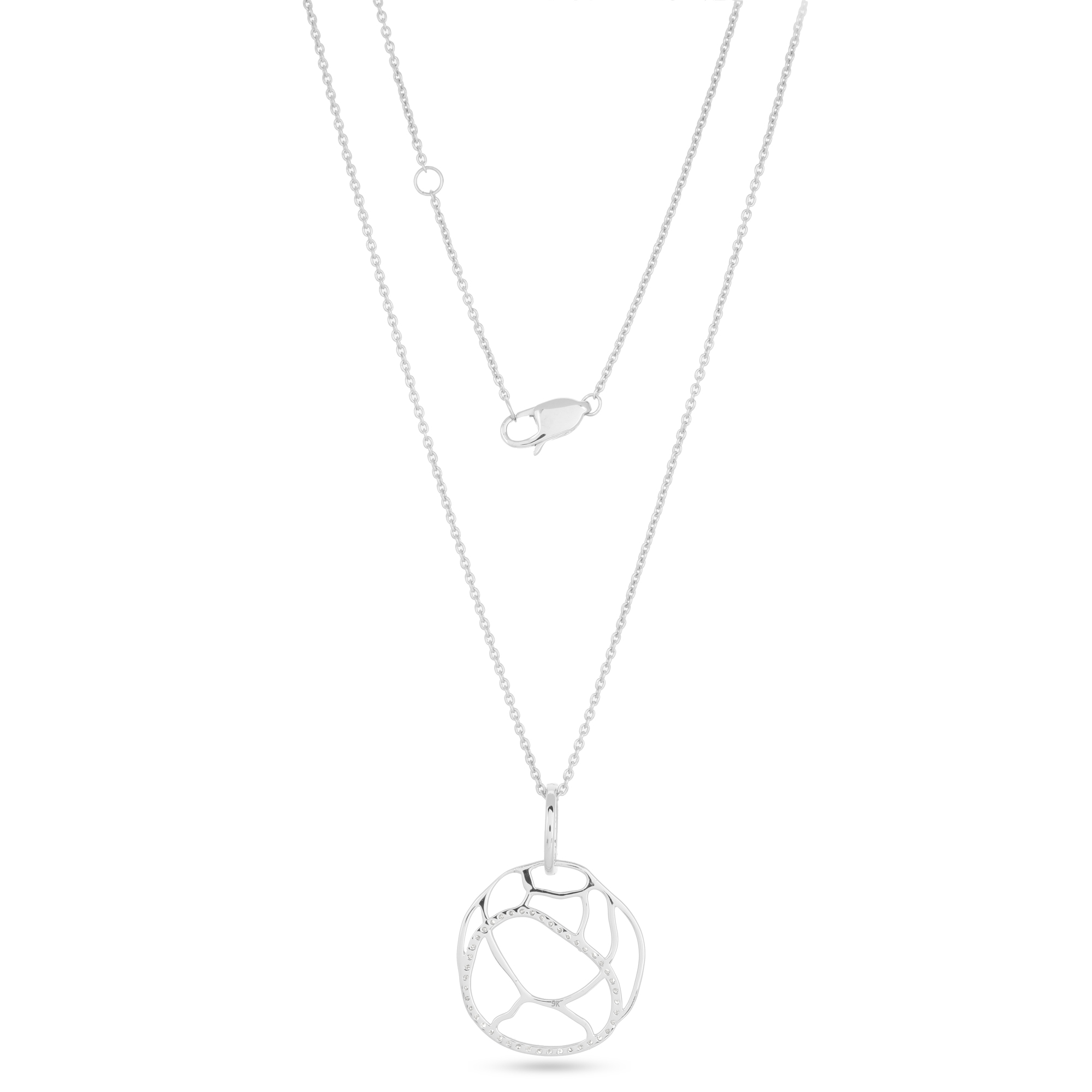 White Gold Circle Diamond Pendant with Chain