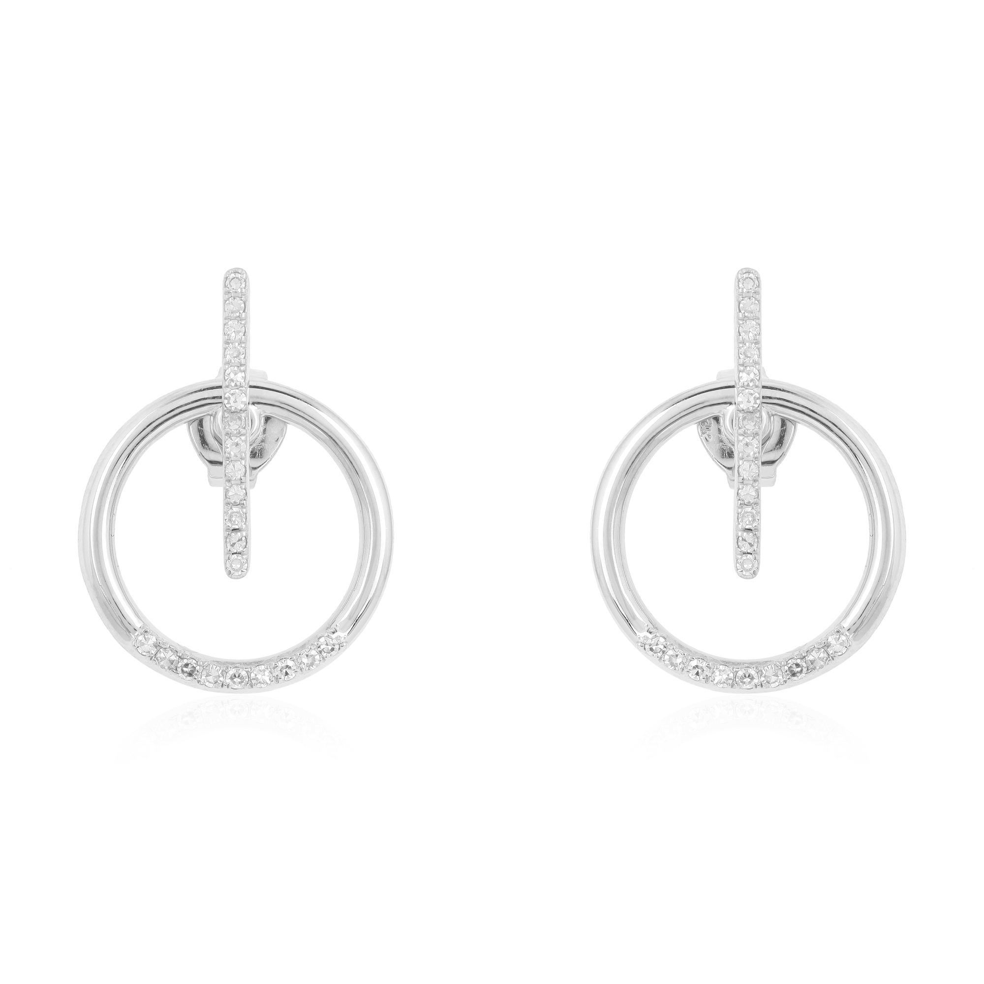 White Gold Round and Bar Diamond Jacket Earring