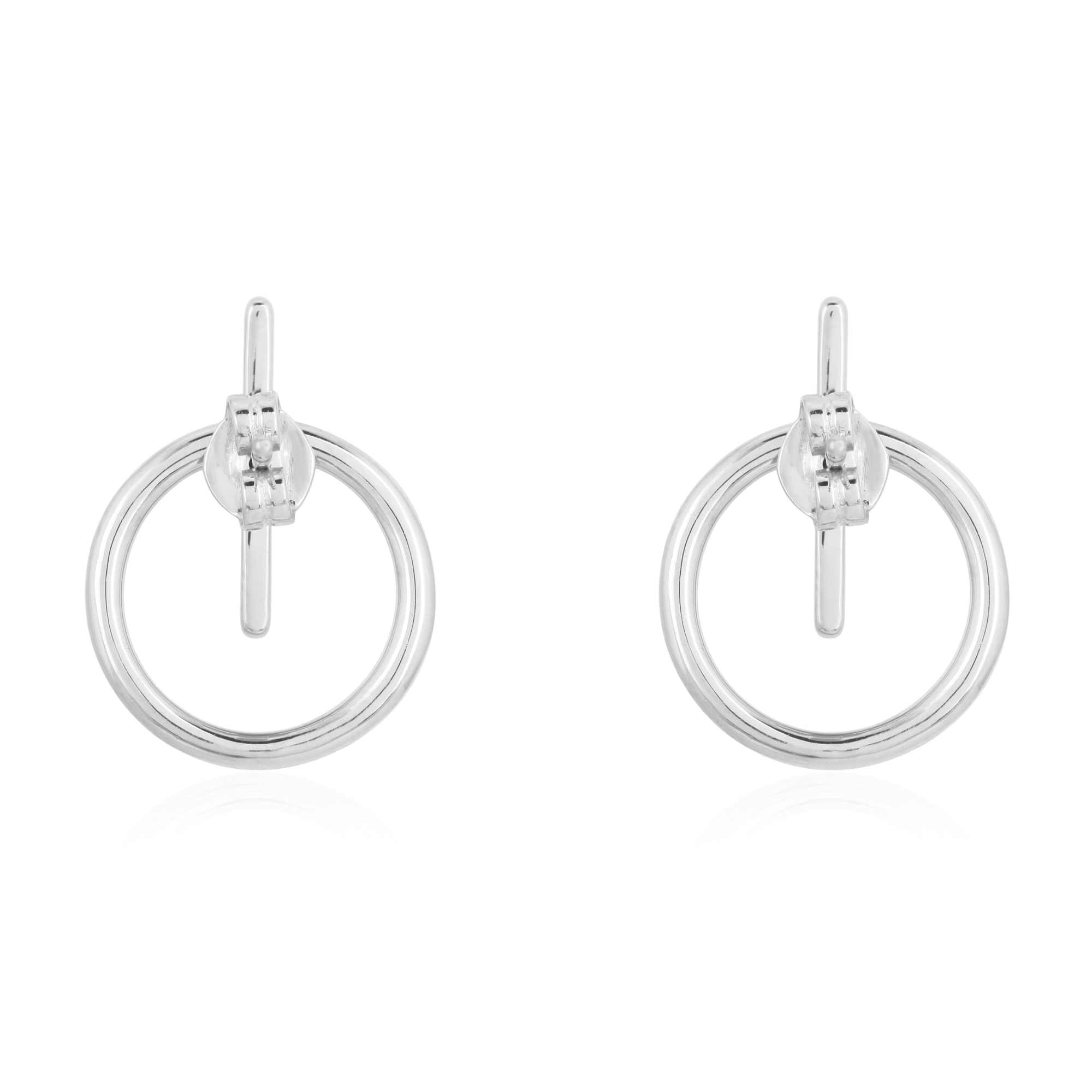 White Gold Round and Bar Diamond Jacket Earring