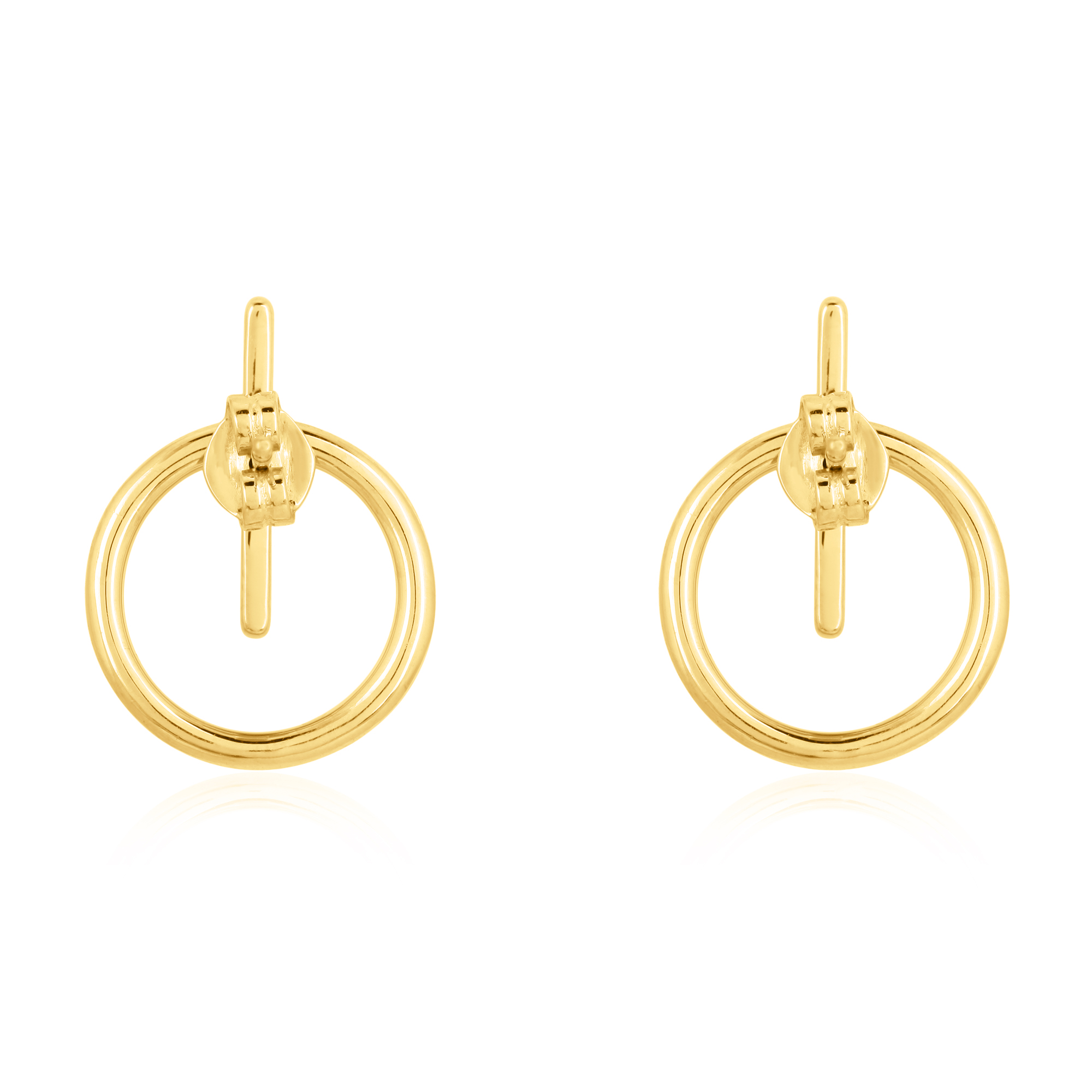 Yellow Gold Round and Bar Diamond Jacket Earring