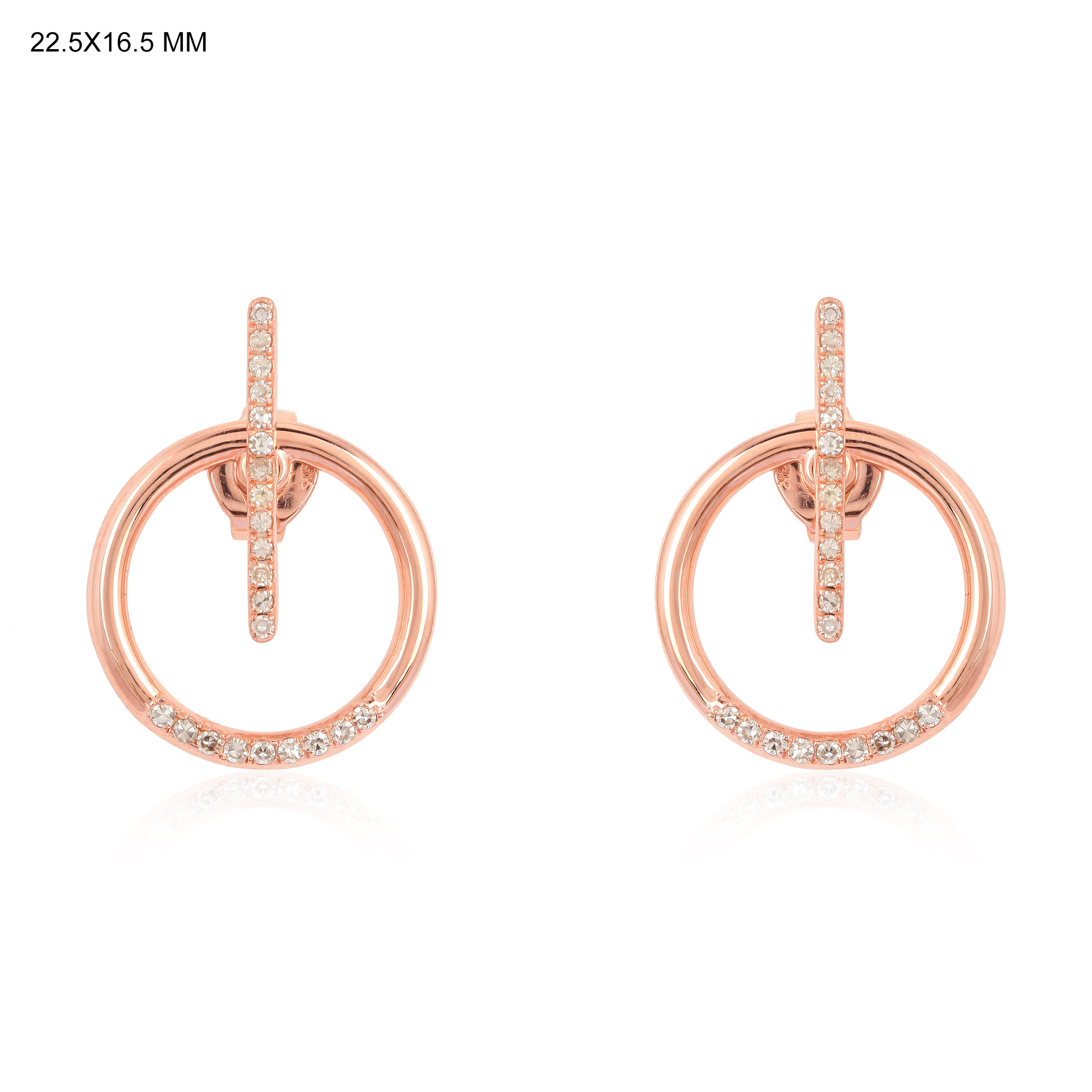 Rose Gold Round and Bar Diamond Jacket Earring