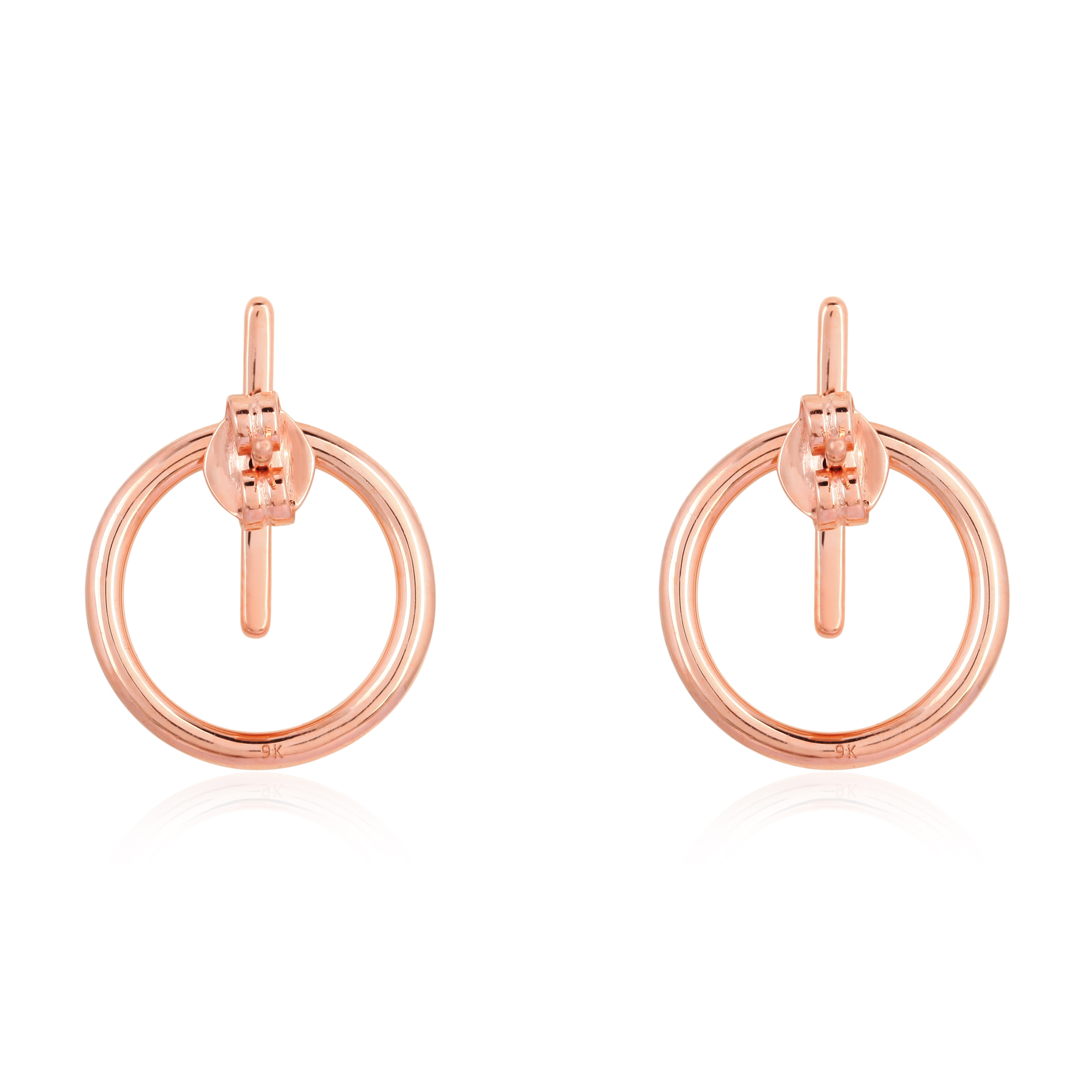 Rose Gold Round and Bar Diamond Jacket Earring