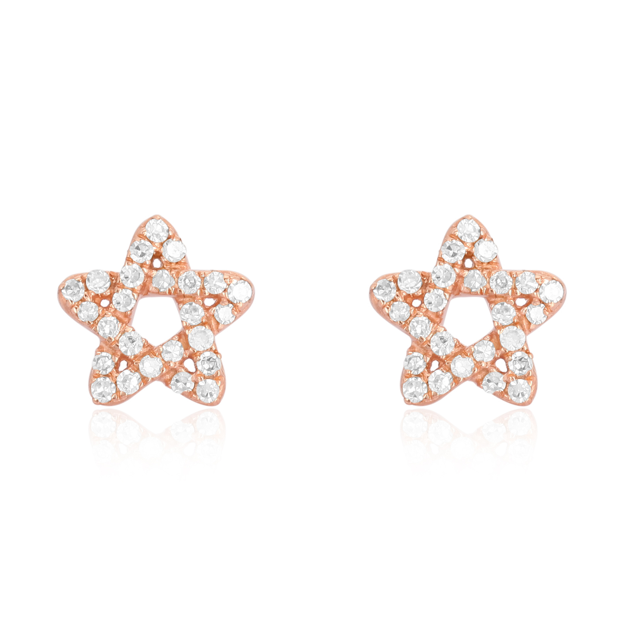 Rose Gold Diamond Star Minimalisitc Studs