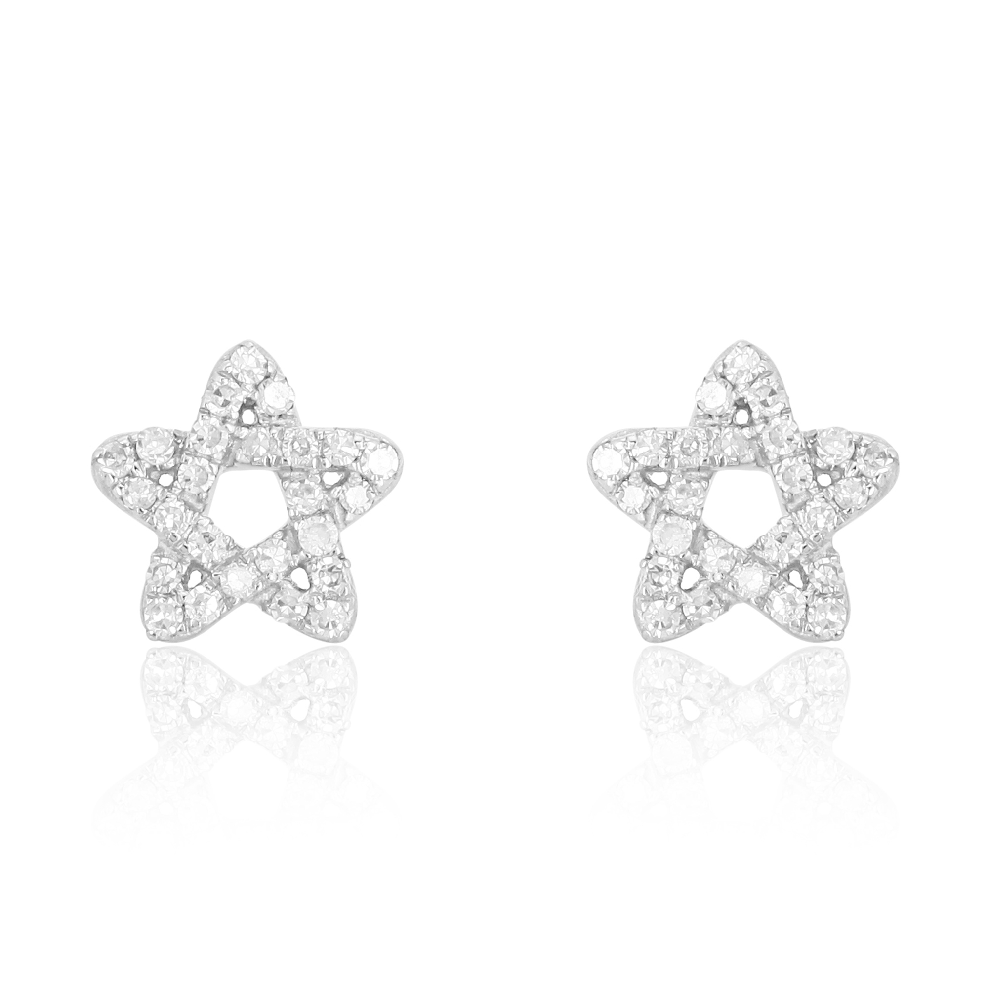 White Gold Diamond Star Minimalisitc Studs