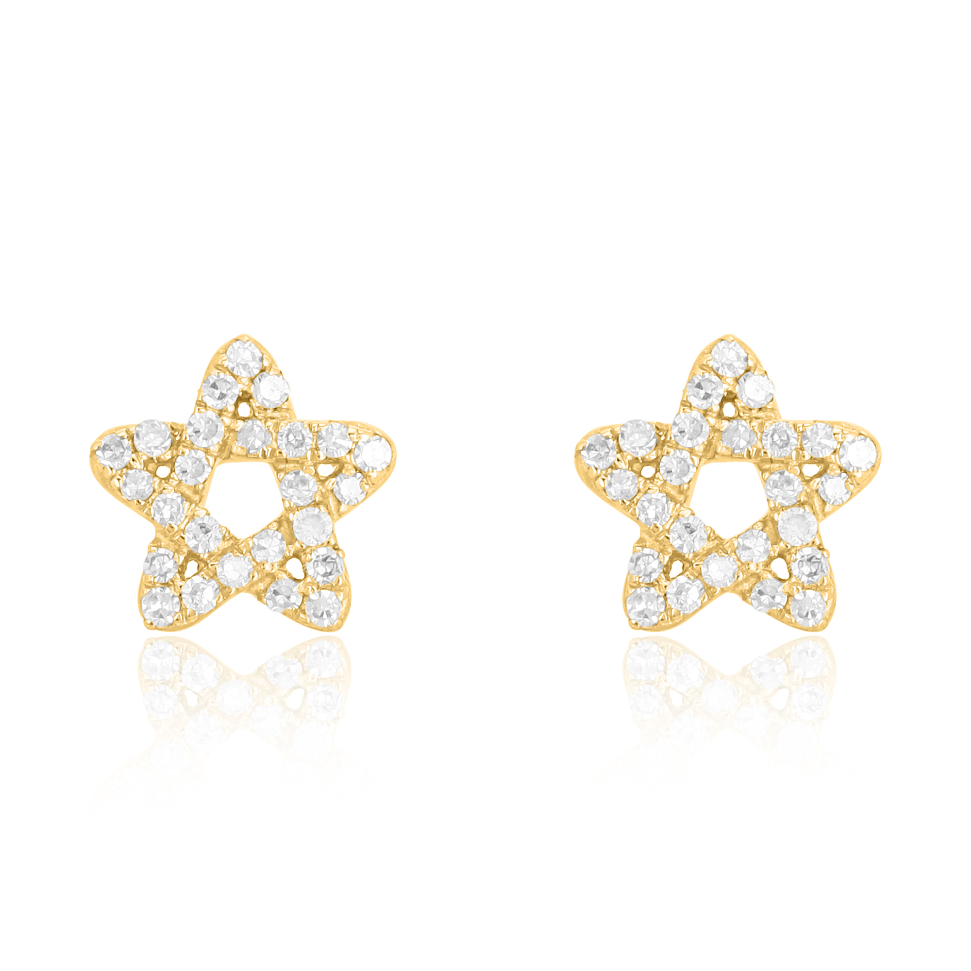 Yellow Gold Diamond Star Minimalisitc Studs