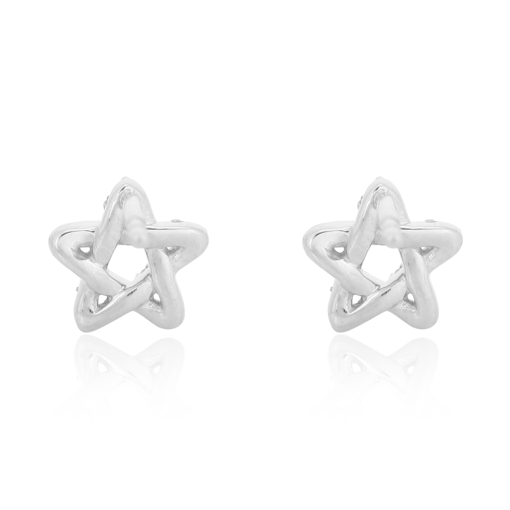 White Gold Diamond Star Minimalisitc Studs