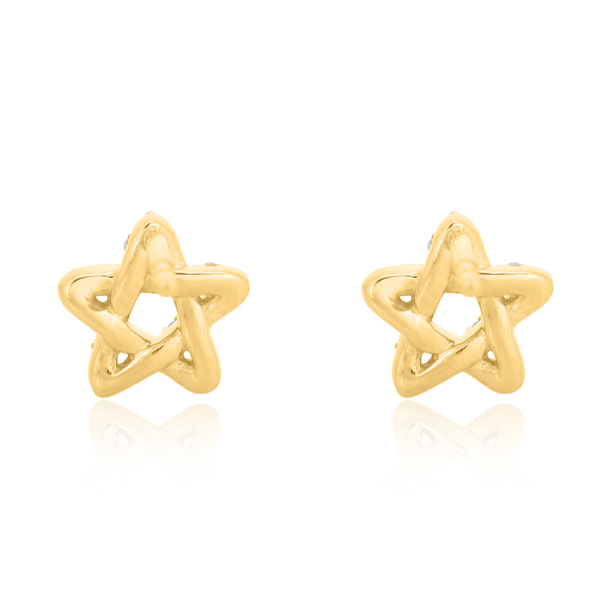 Yellow Gold Diamond Star Minimalisitc Studs