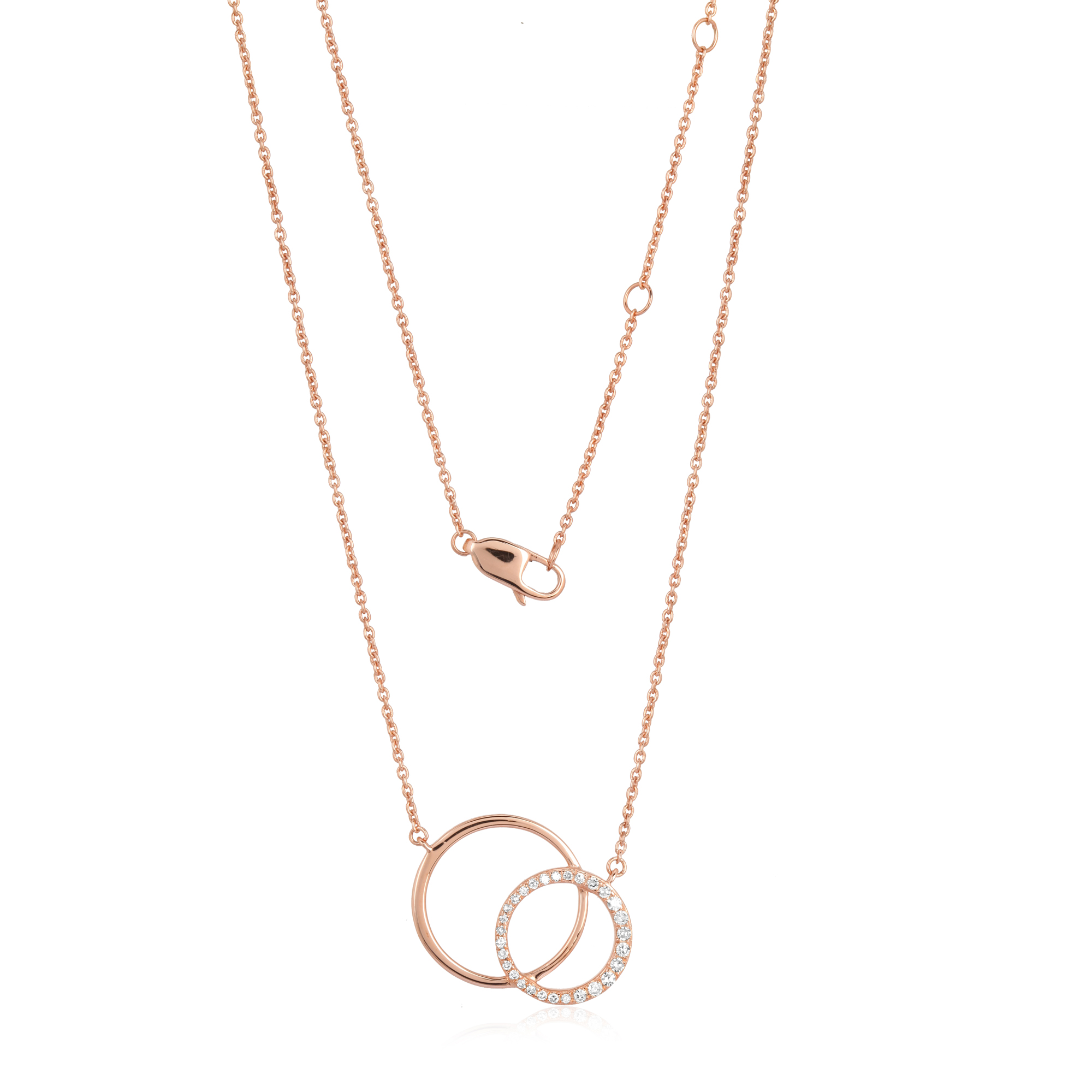 Rose Gold Round Diamond Pendant with Chain