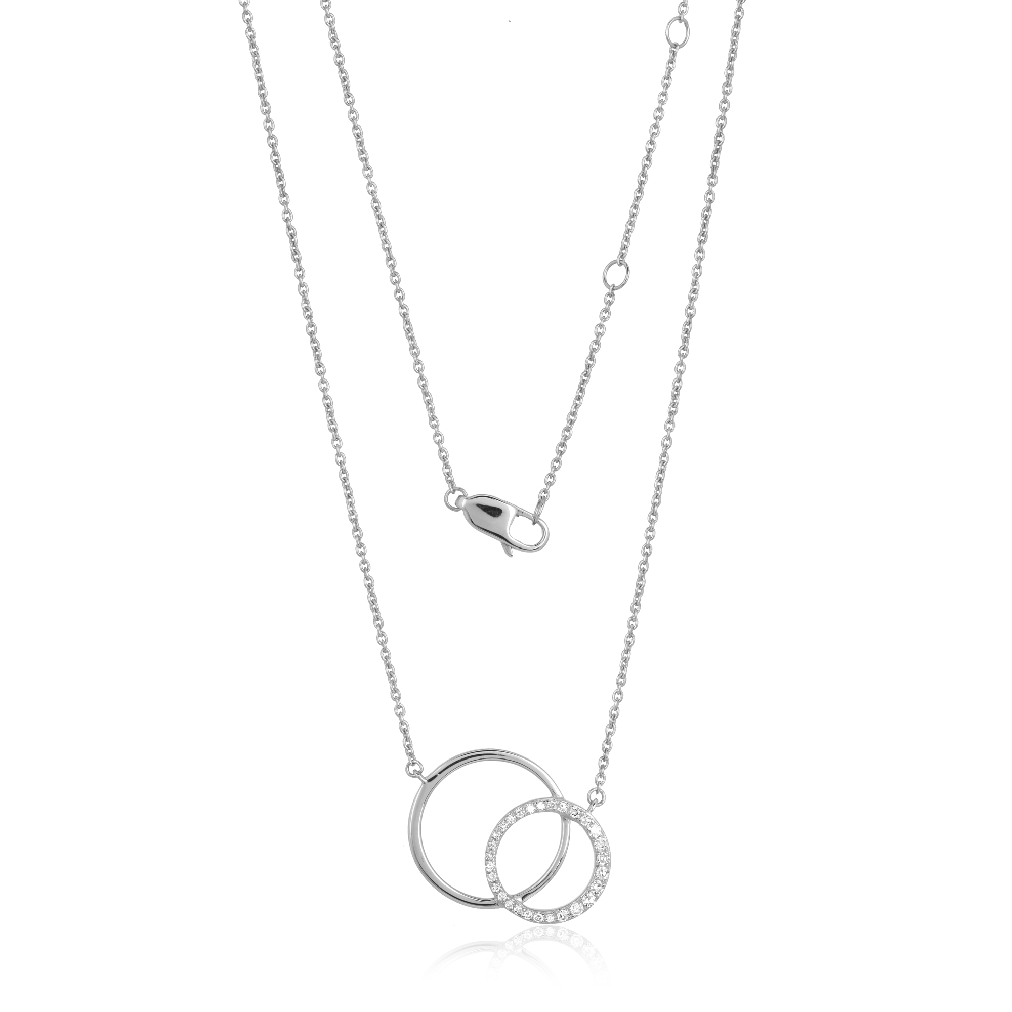 White Gold Round Diamond Pendant with Chain