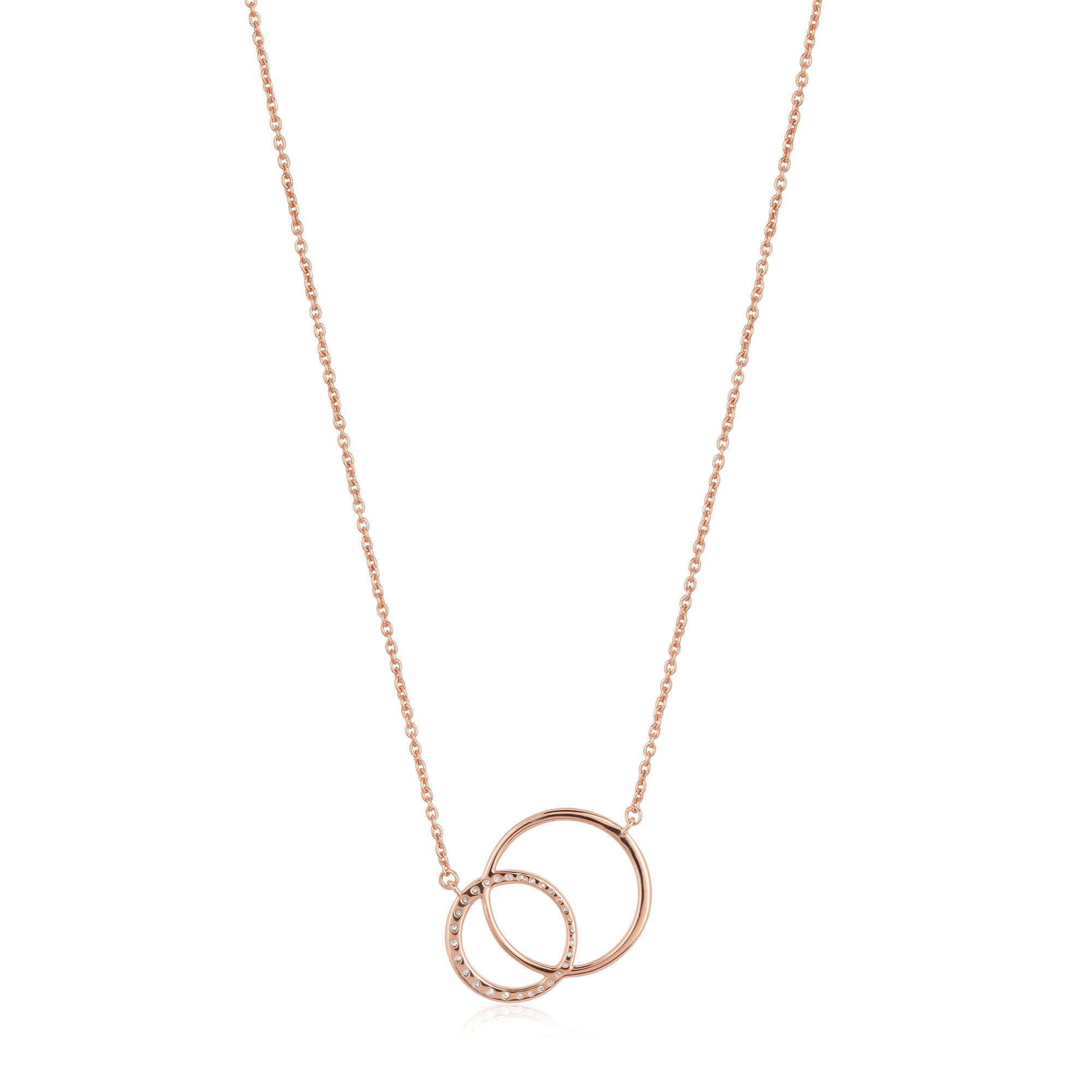 Rose Gold Round Diamond Pendant with Chain