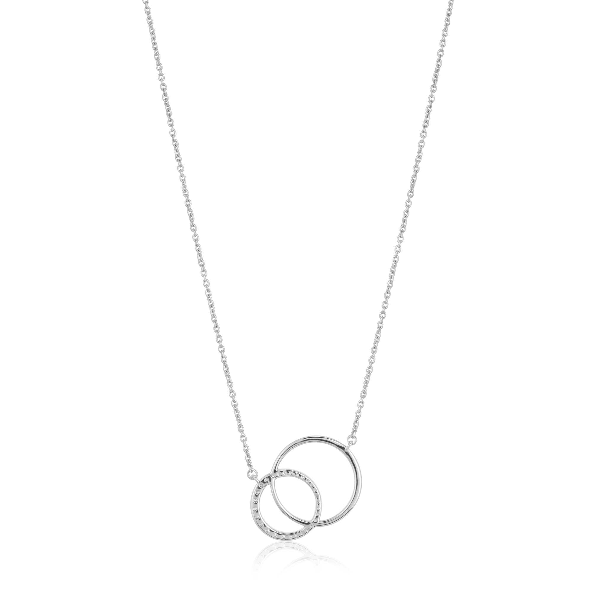 White Gold Round Diamond Pendant with Chain