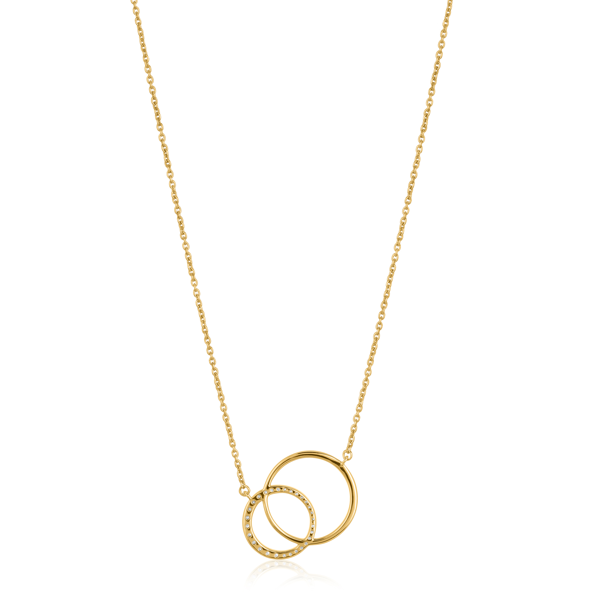 Yellow Gold Round Diamond Pendant with Chain