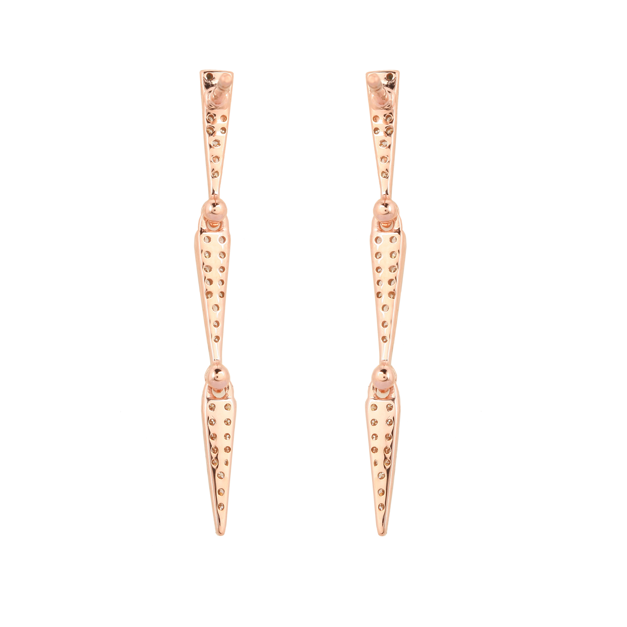Rose Gold Diamond Trio Dangle Earrings