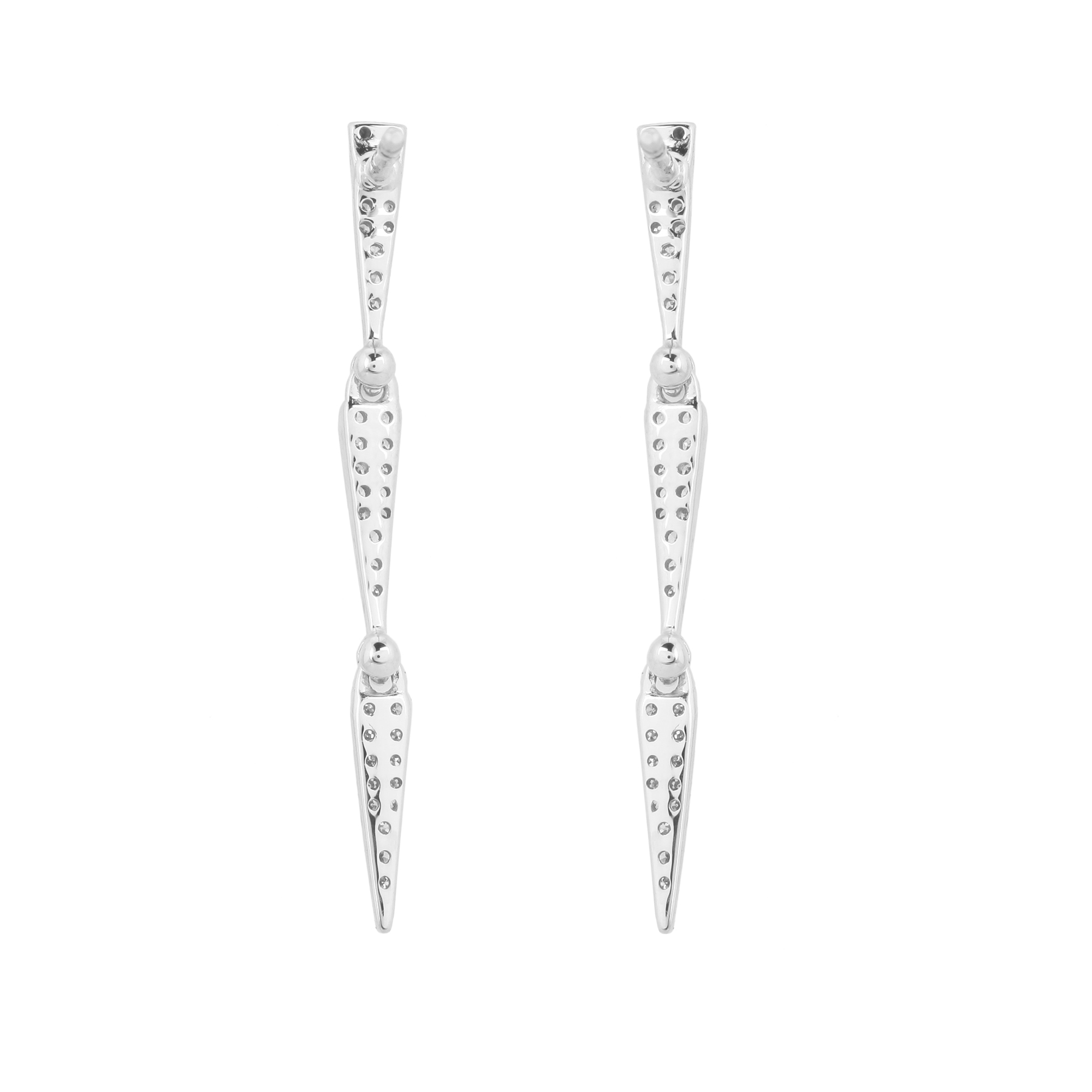 White Gold Diamond Trio Dangle Earrings