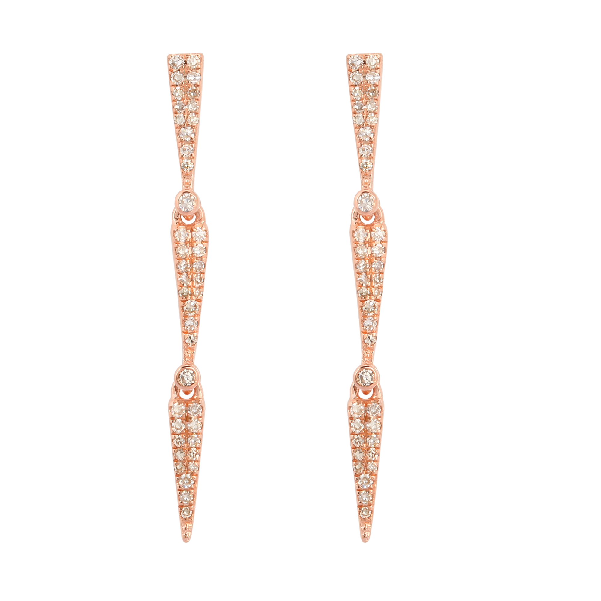 Rose Gold Diamond Trio Dangle Earrings