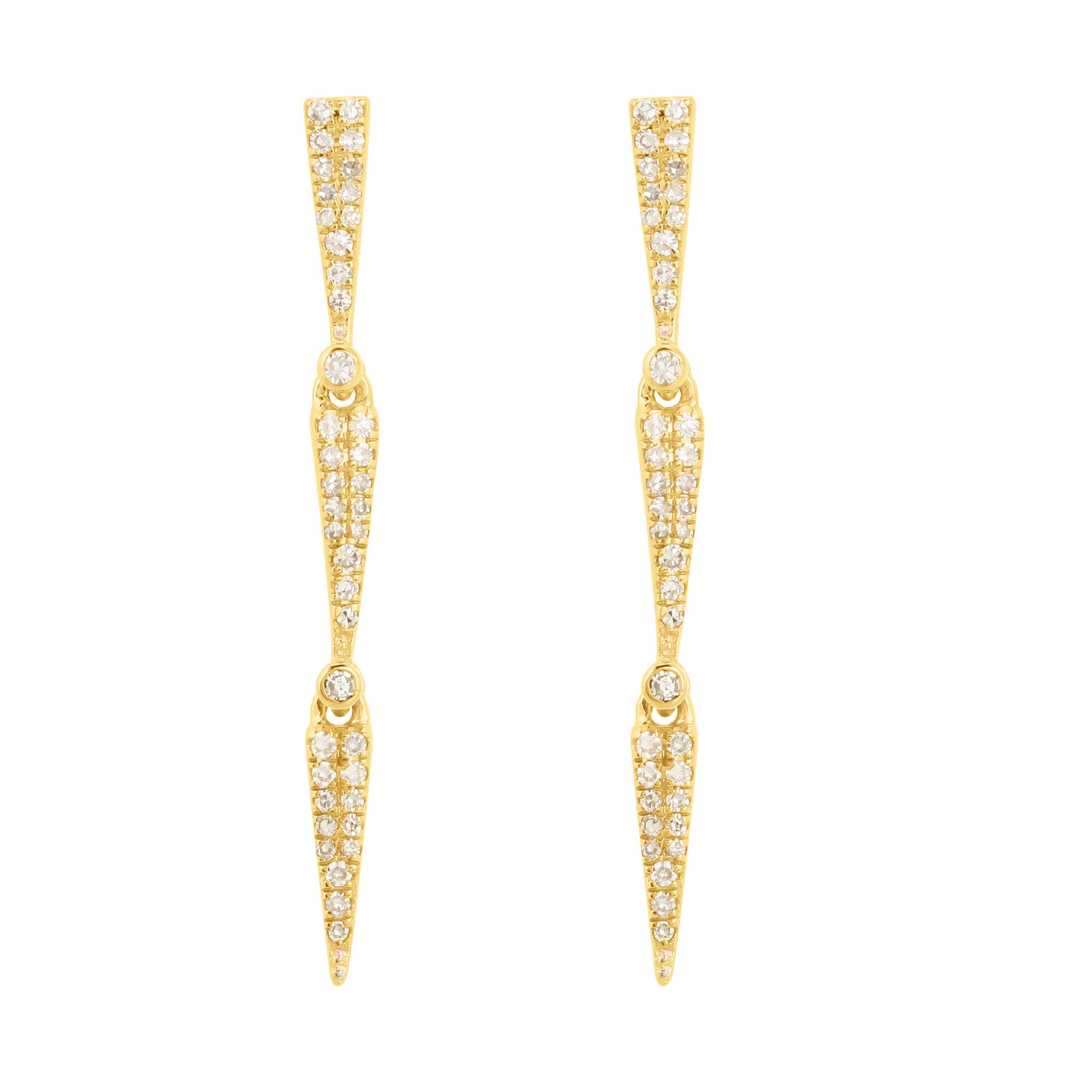 Yellow Gold Diamond Trio Dangle Earrings