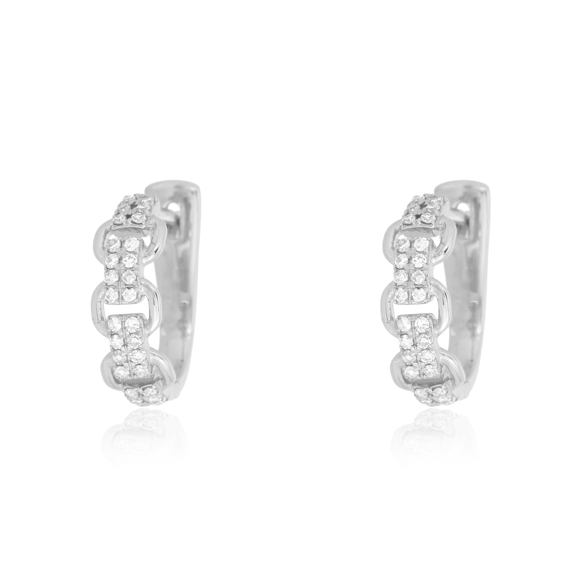 White Gold Diamond Link Hoop Earrings