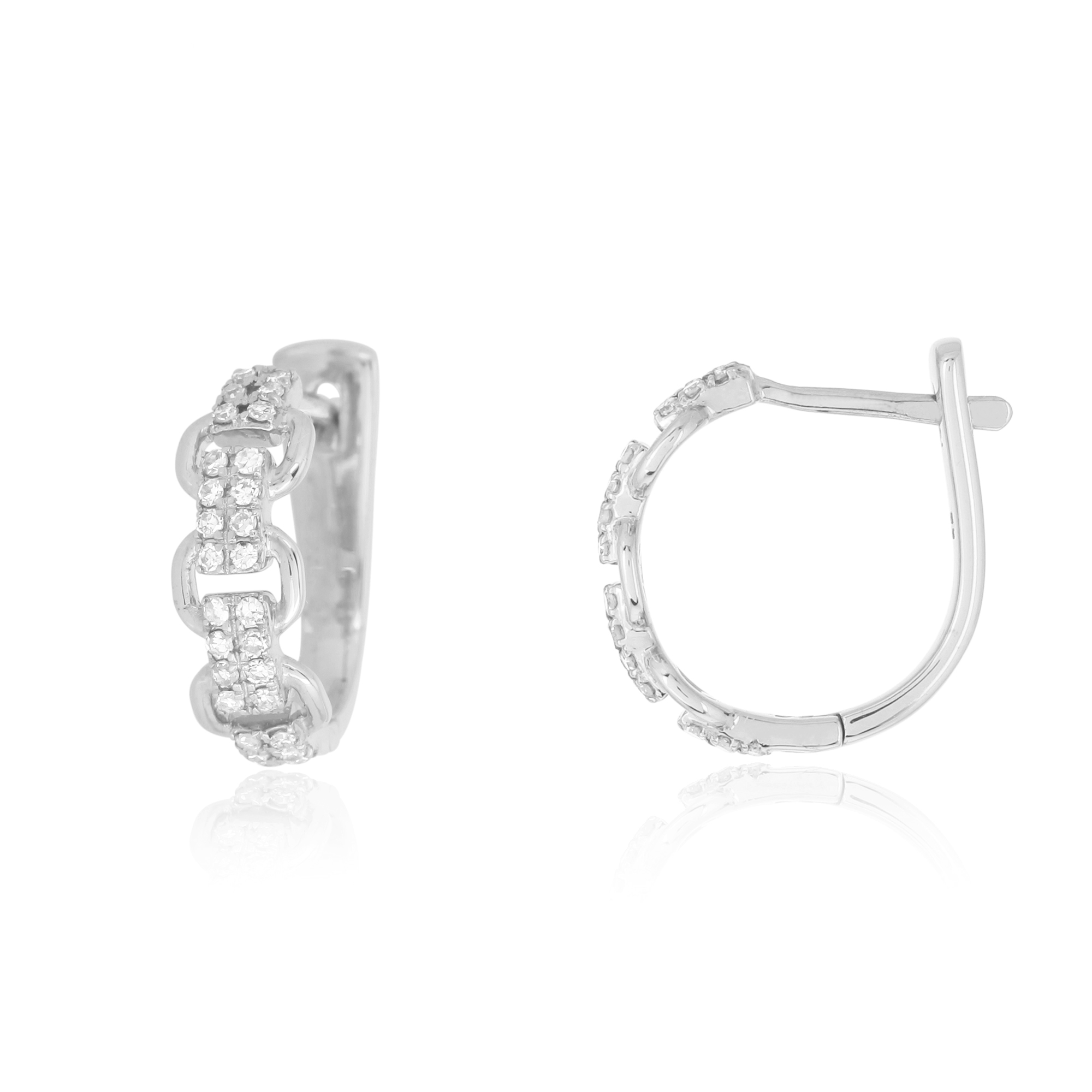 White Gold Diamond Link Hoop Earrings