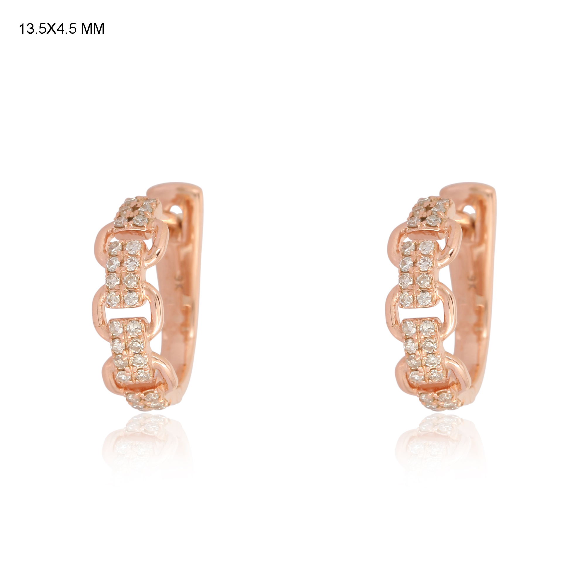 Rose Gold Diamond Link Hoop Earrings