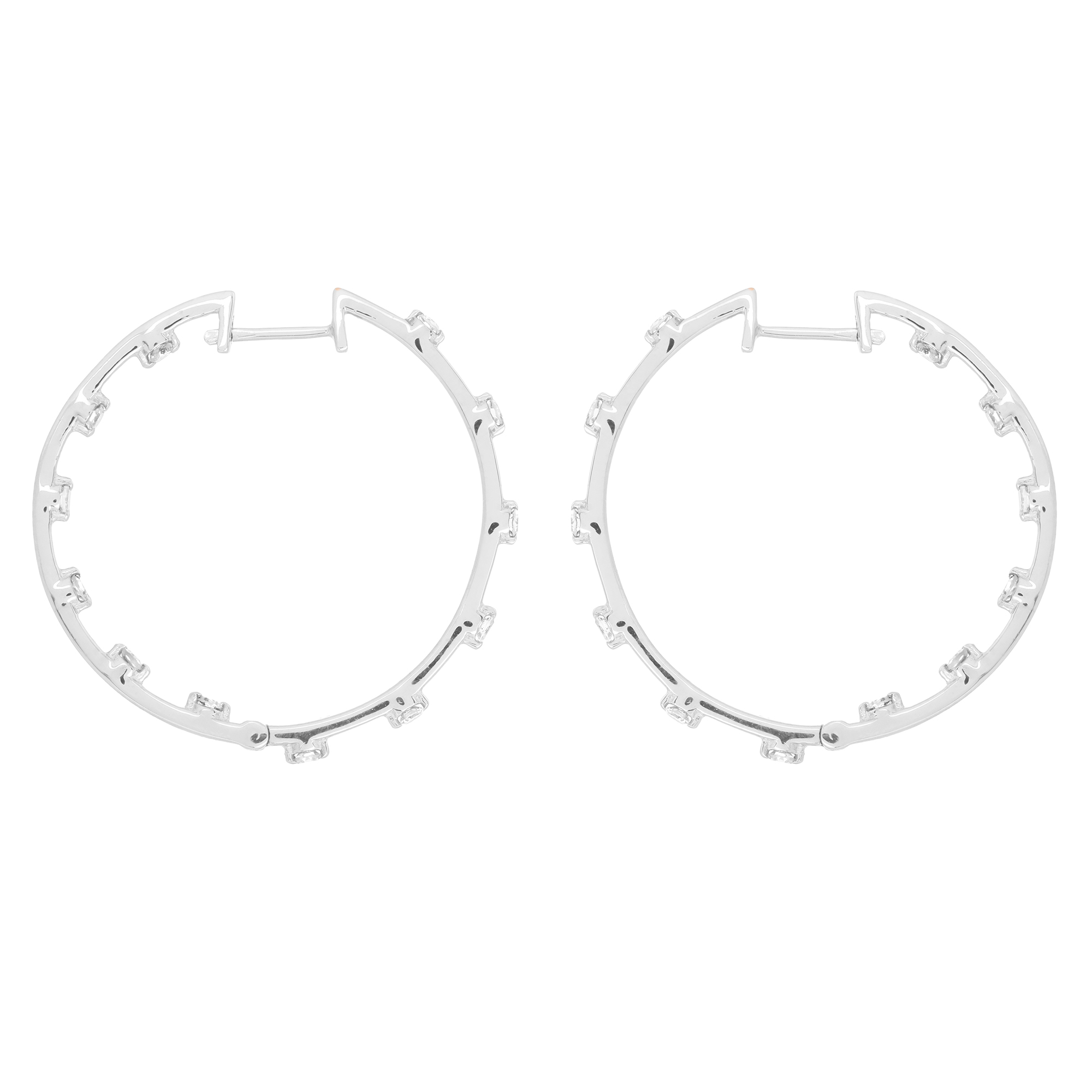 White Gold Sprinkling Diamond Hoop Earrings