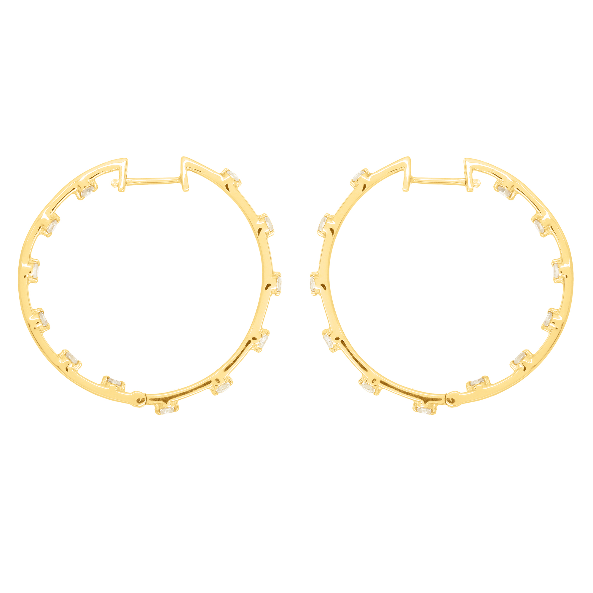 Yellow Gold Sprinkling Diamond Hoop Earrings