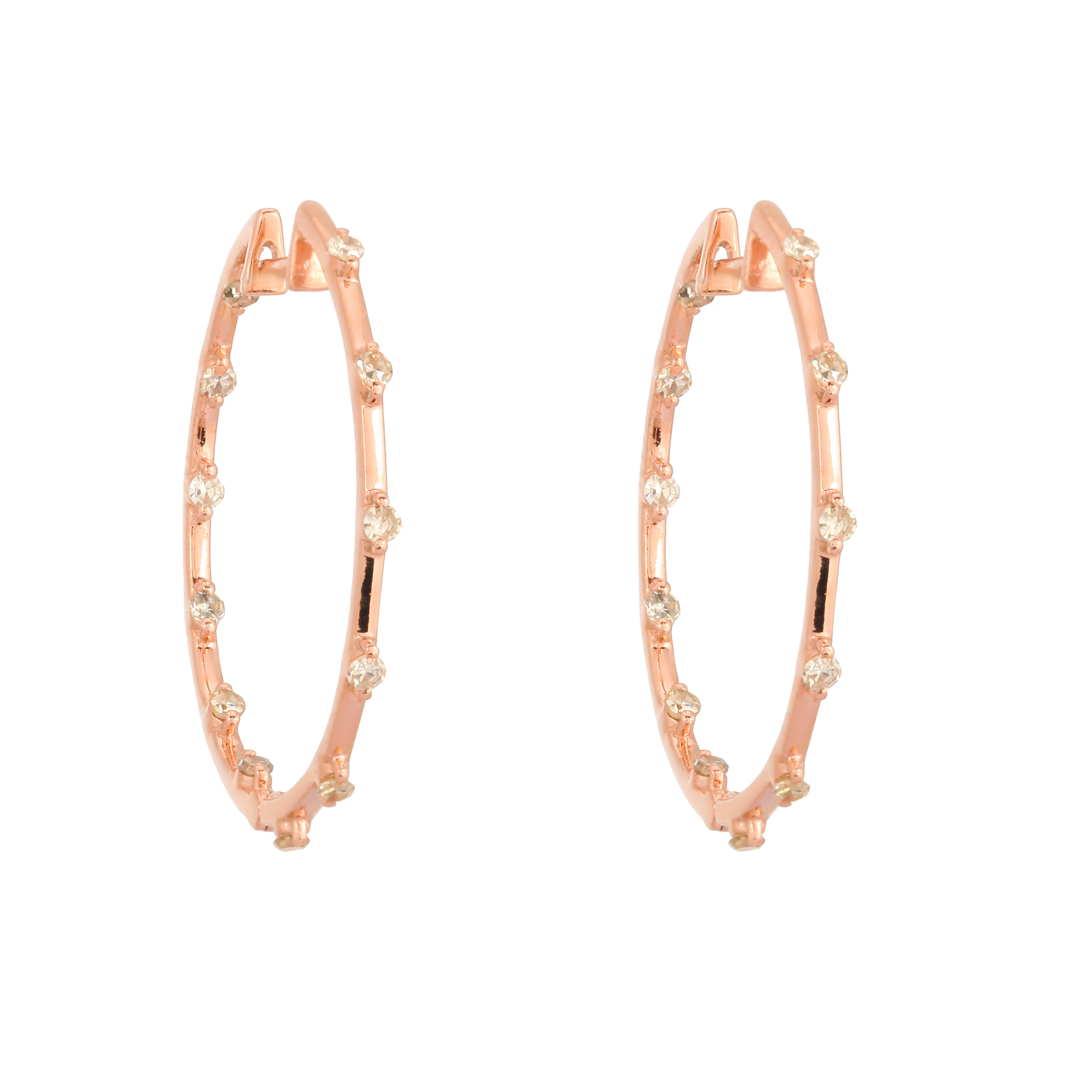 Rose Gold Sprinkling Diamond Hoop Earrings