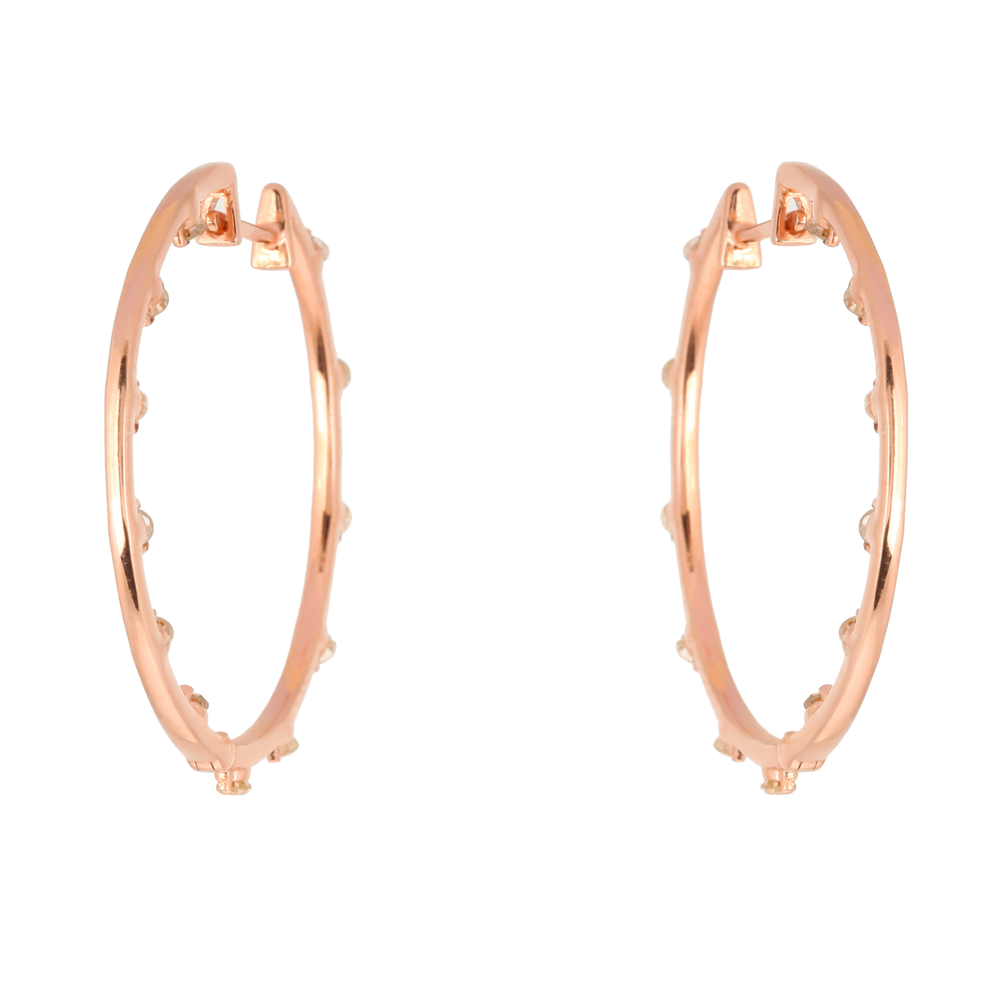Rose Gold Sprinkling Diamond Hoop Earrings