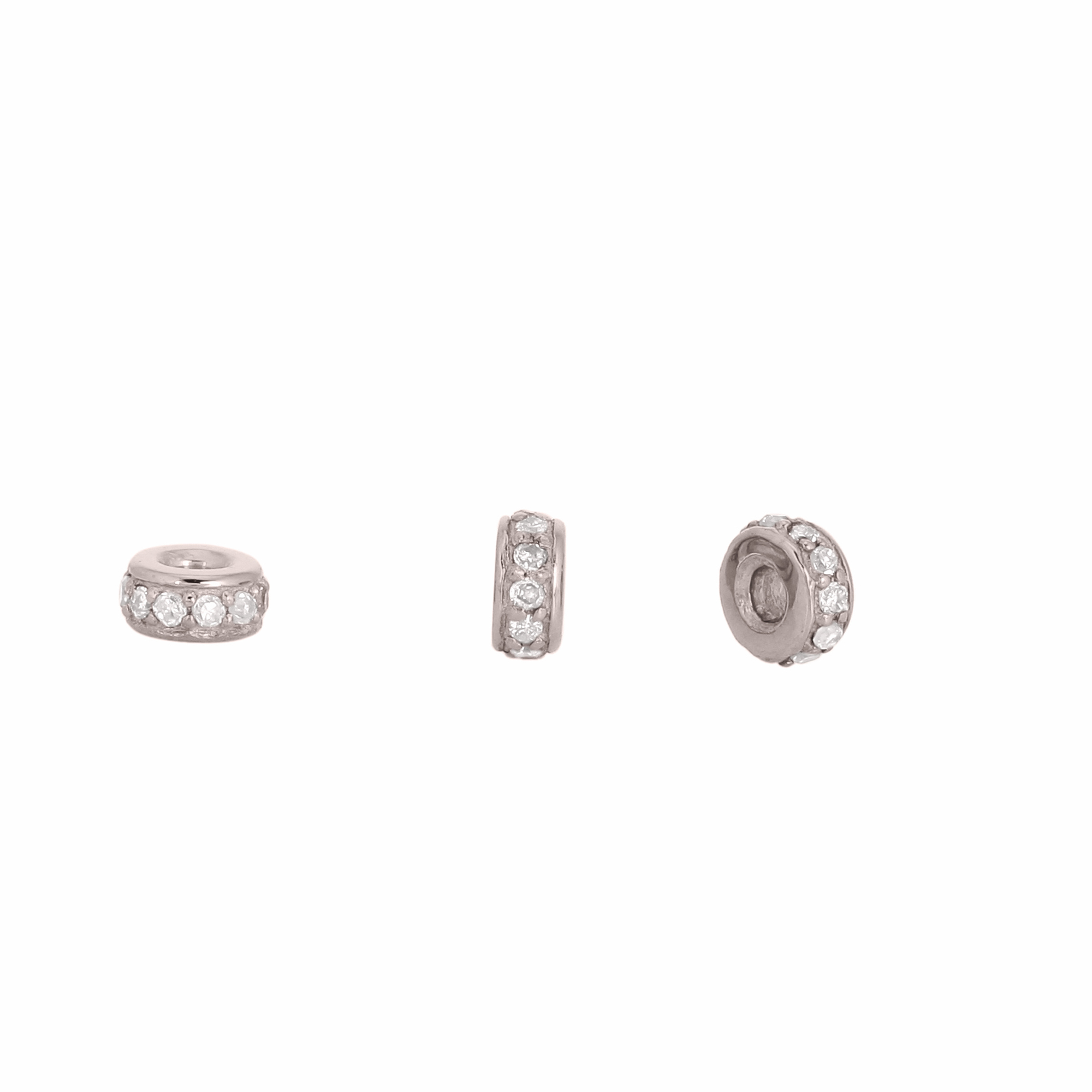 Sterling Silver Single line Diamond Rondelle