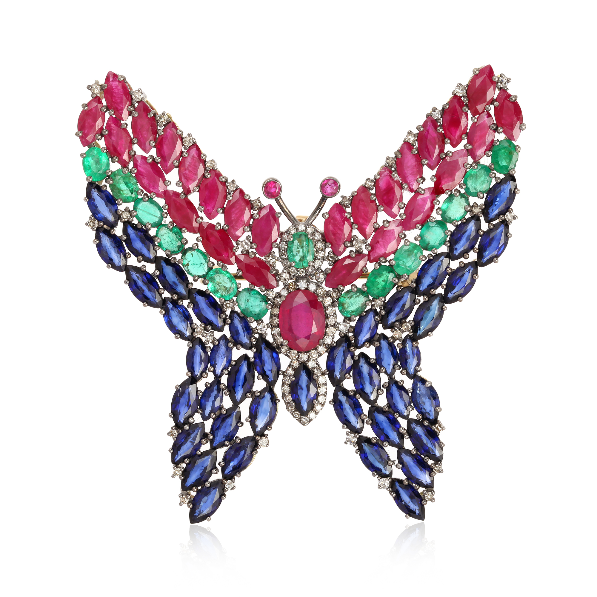 Sterling Silver Colorstone Butterfly BroochPendent