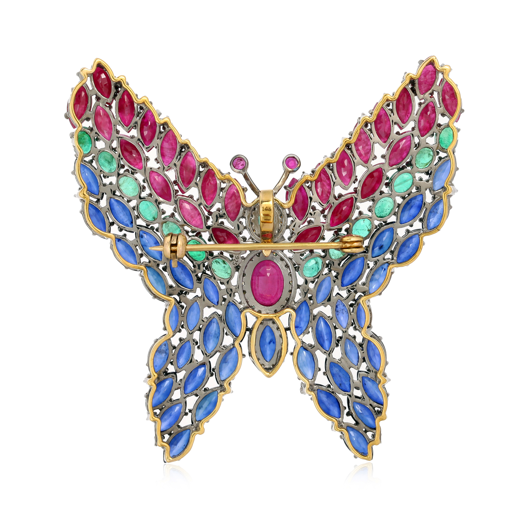 Sterling Silver Colorstone Butterfly BroochPendent