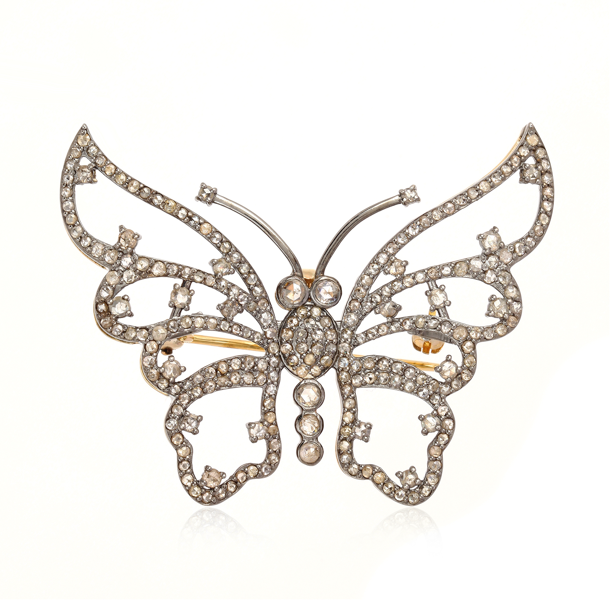 Sterling Silver Diamond Butterfly Brooch