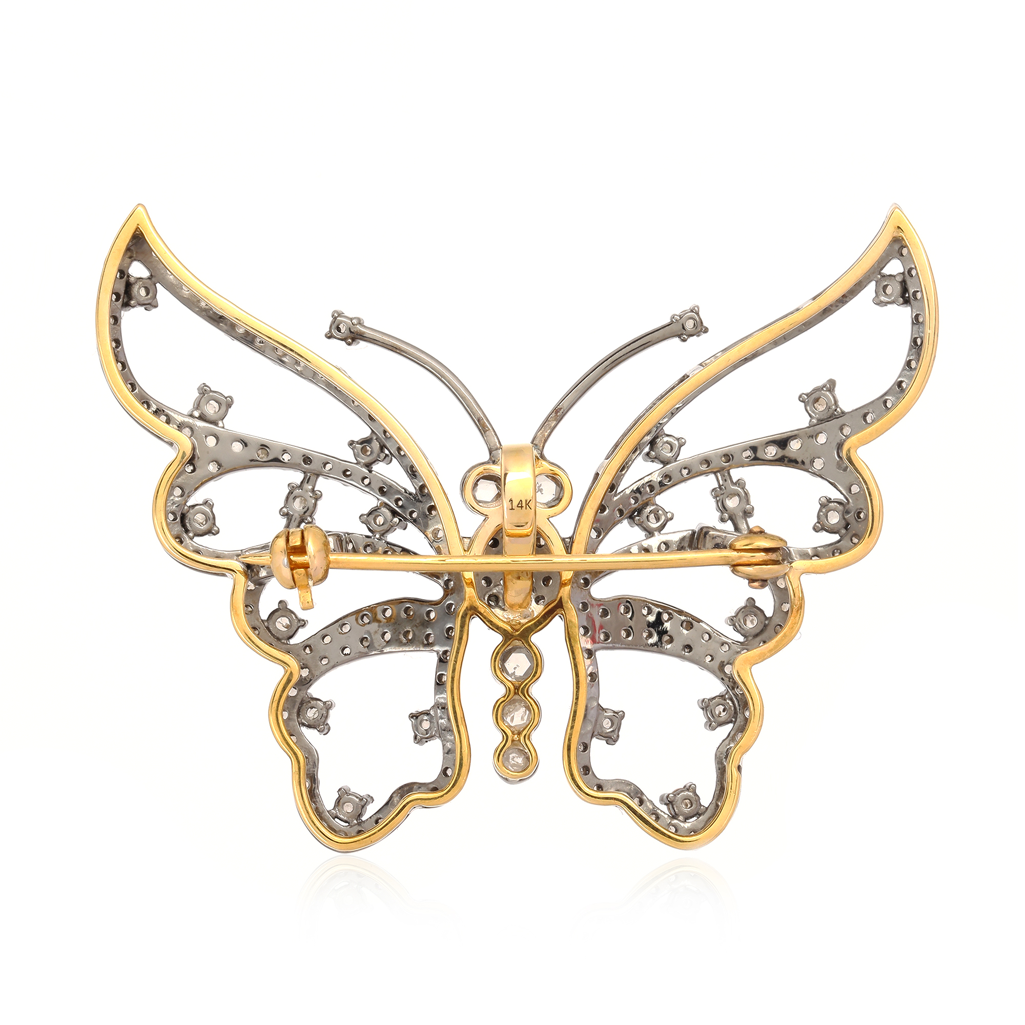 Sterling Silver Diamond Butterfly Brooch