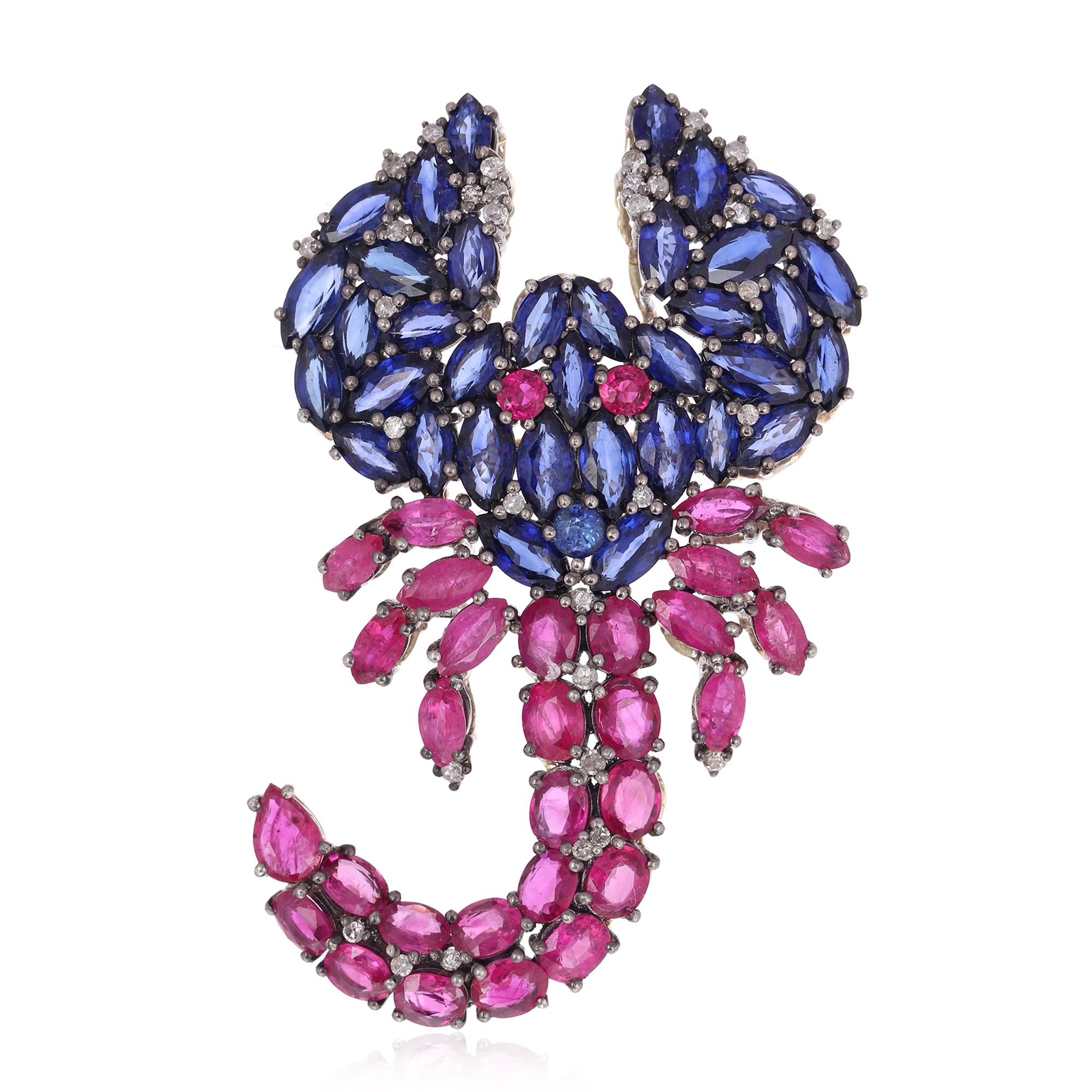 Sterling Silver Colorstone Scorpian BroochPendent