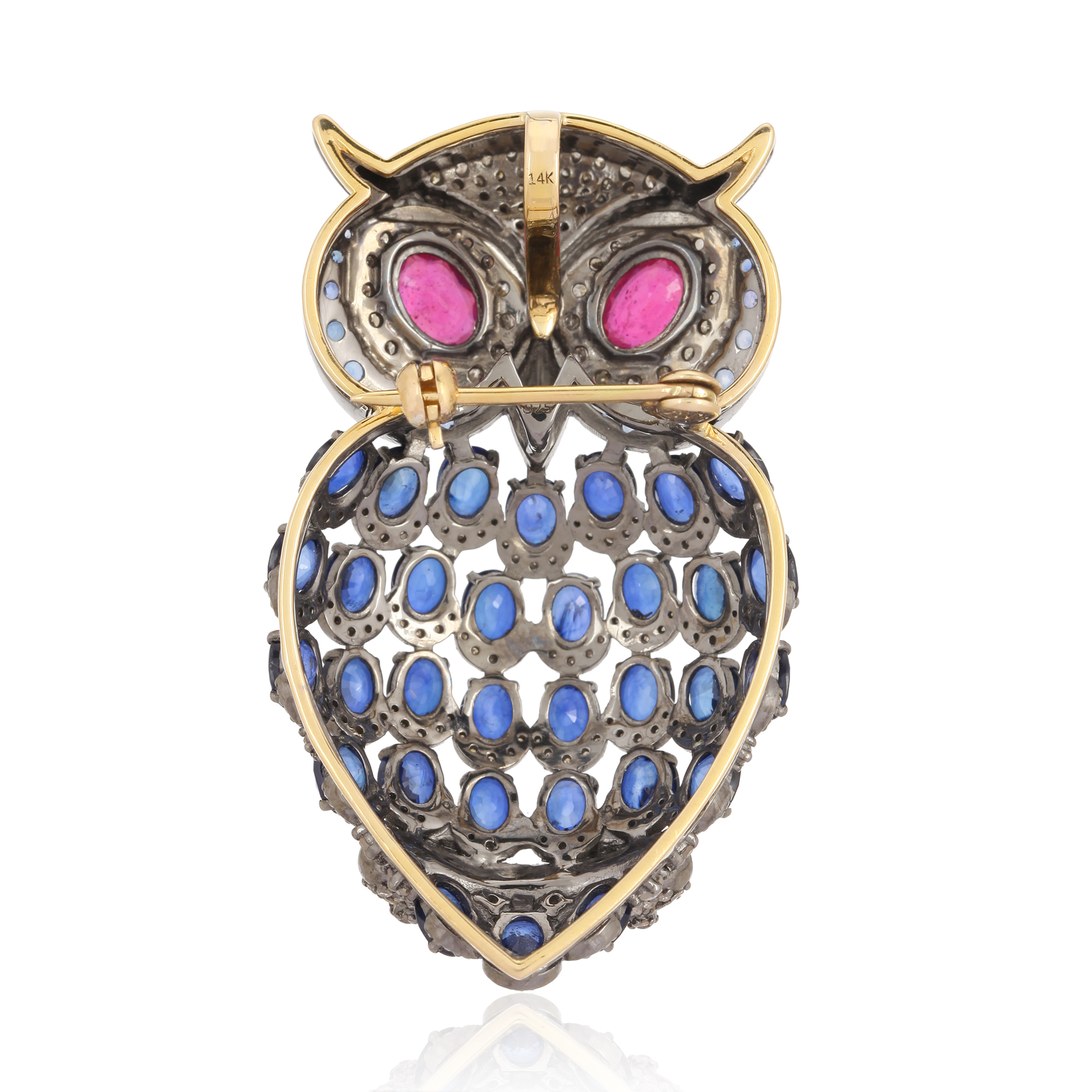 Sterling Silver Colorstone Owl BroochPendent