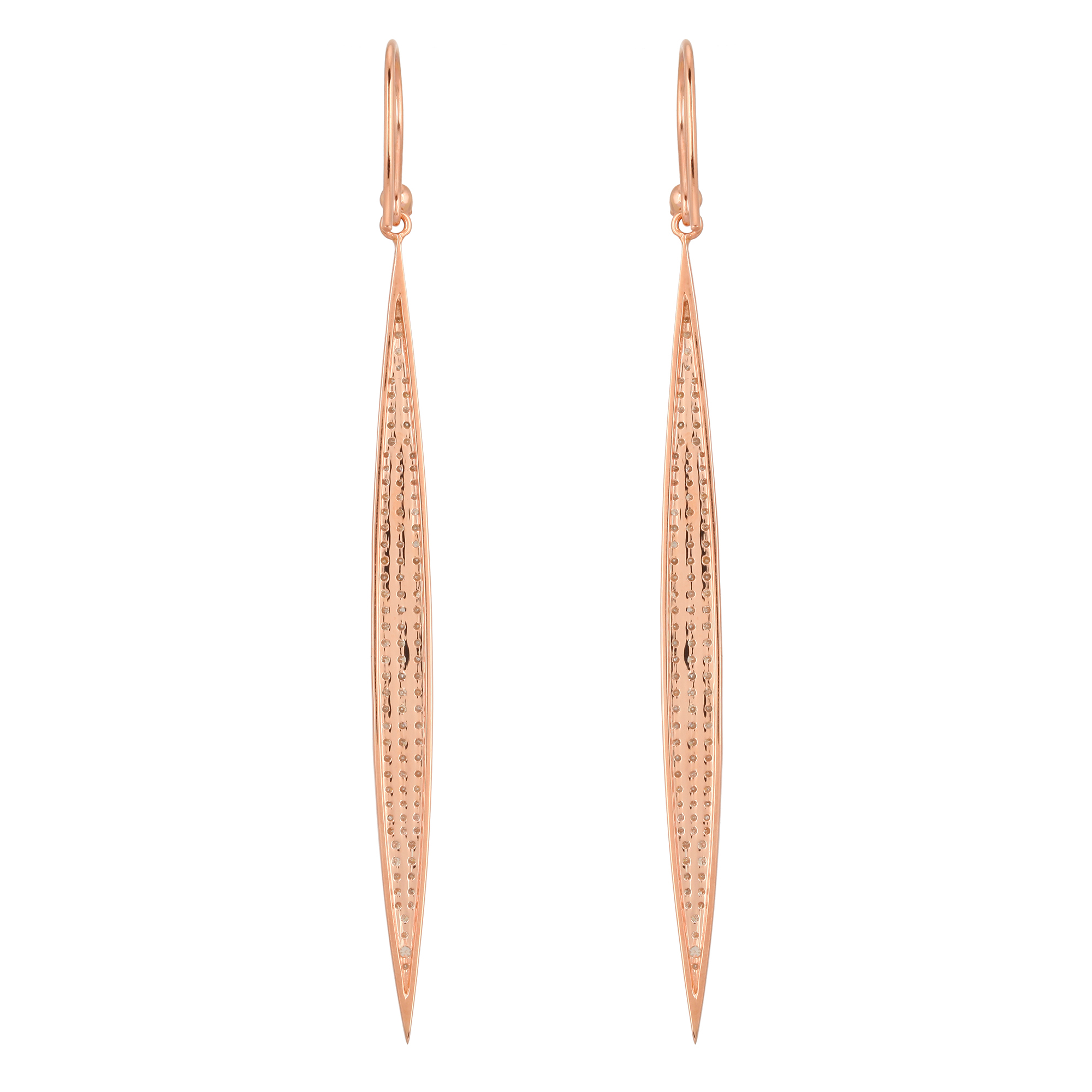 Rose Gold DIamond Bar Fish Hook Earrings