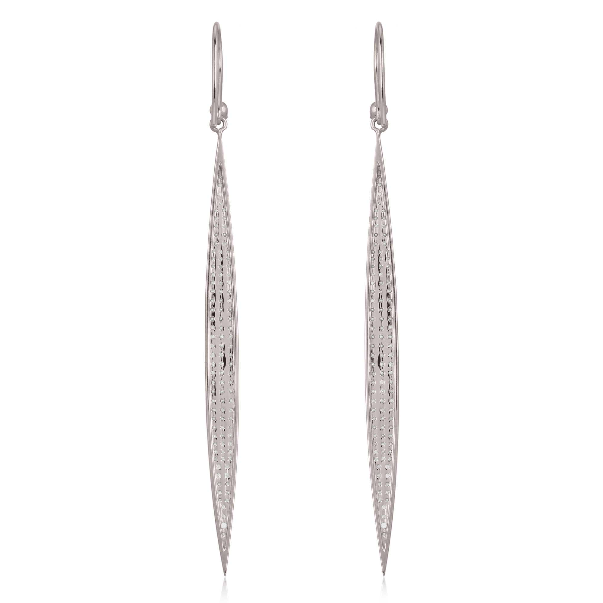 Sterling Silver Diamond Bar fish hook Earrings