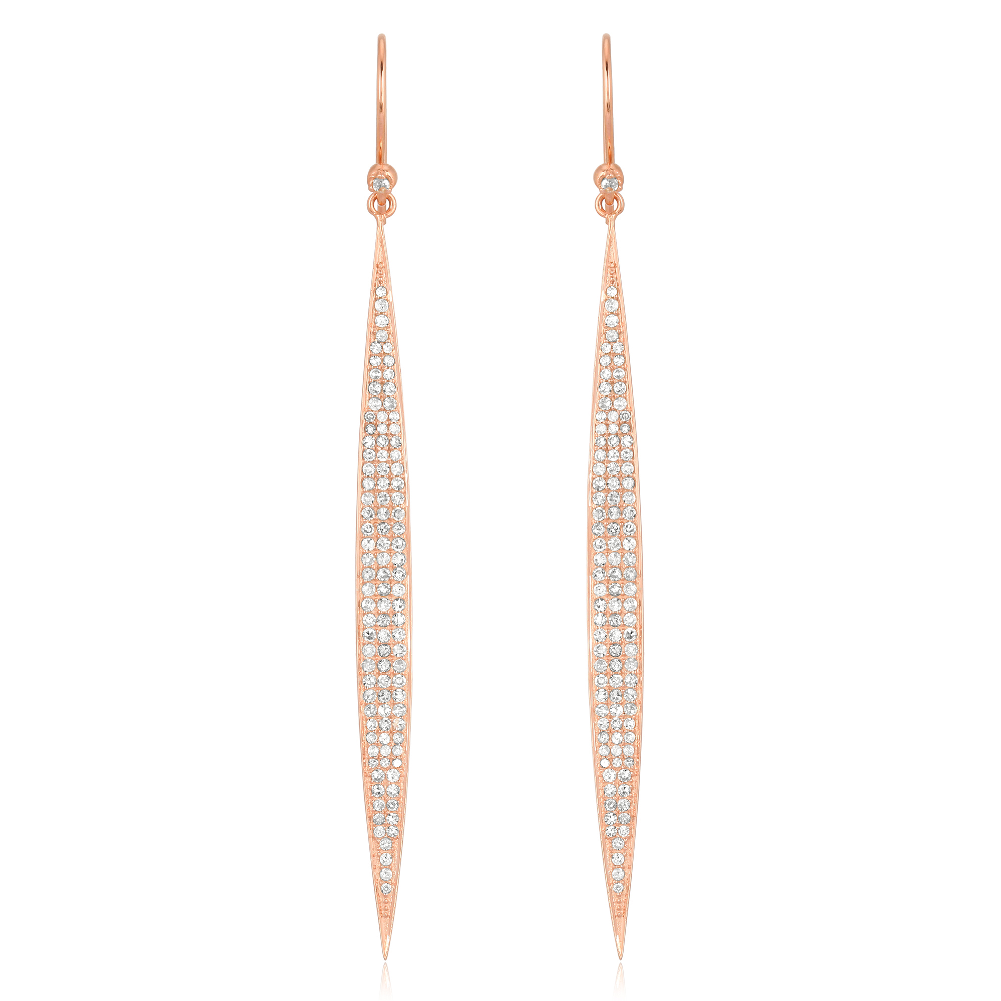 Sterling Silver Diamond Bar fish hook Earrings