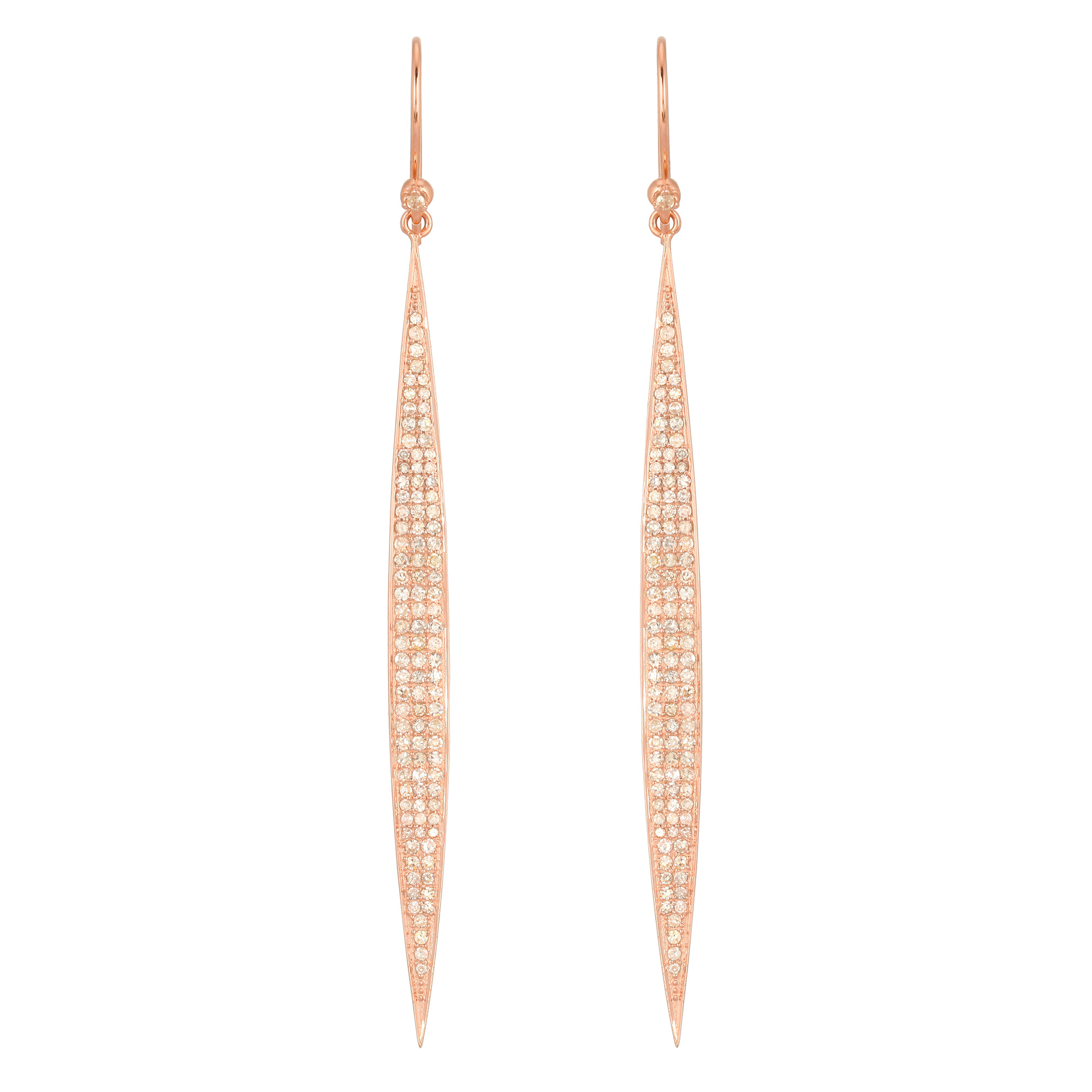 Rose Gold DIamond Bar Fish Hook Earrings