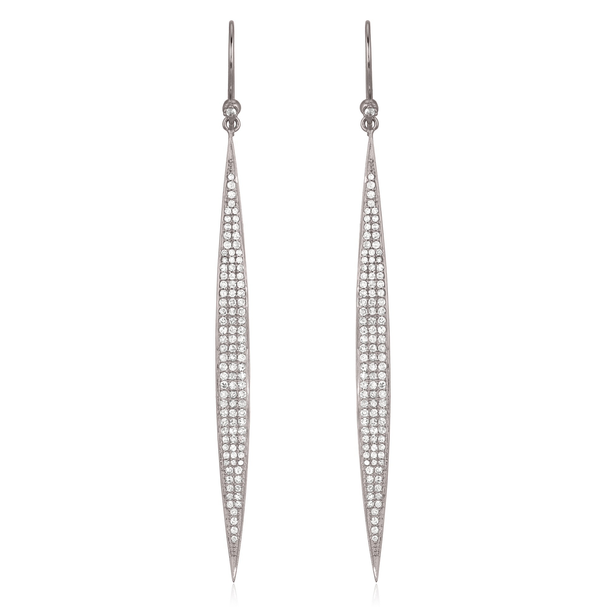 Sterling Silver Diamond Bar fish hook Earrings