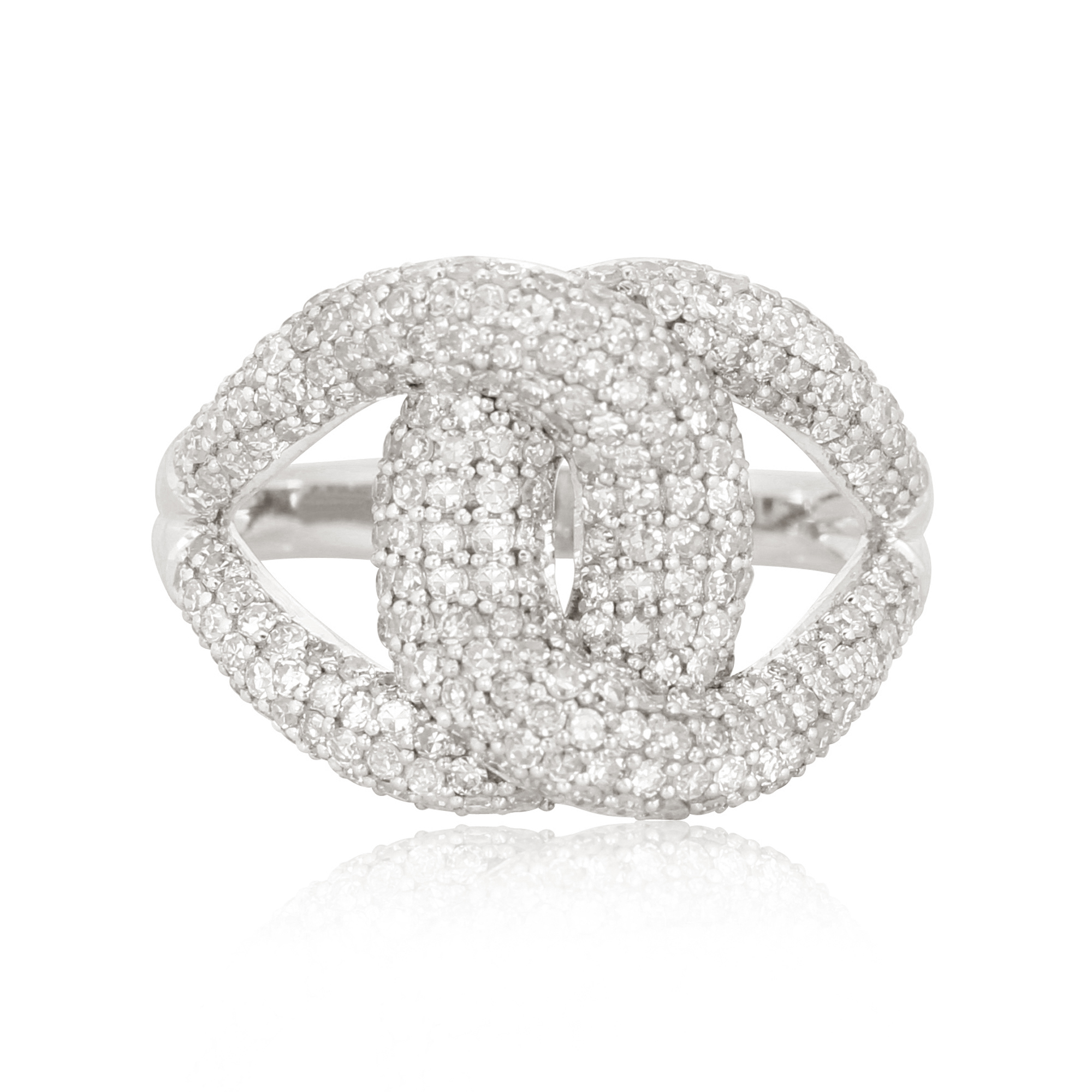 Sterling Silver Knot Ring With Studded Diamonds