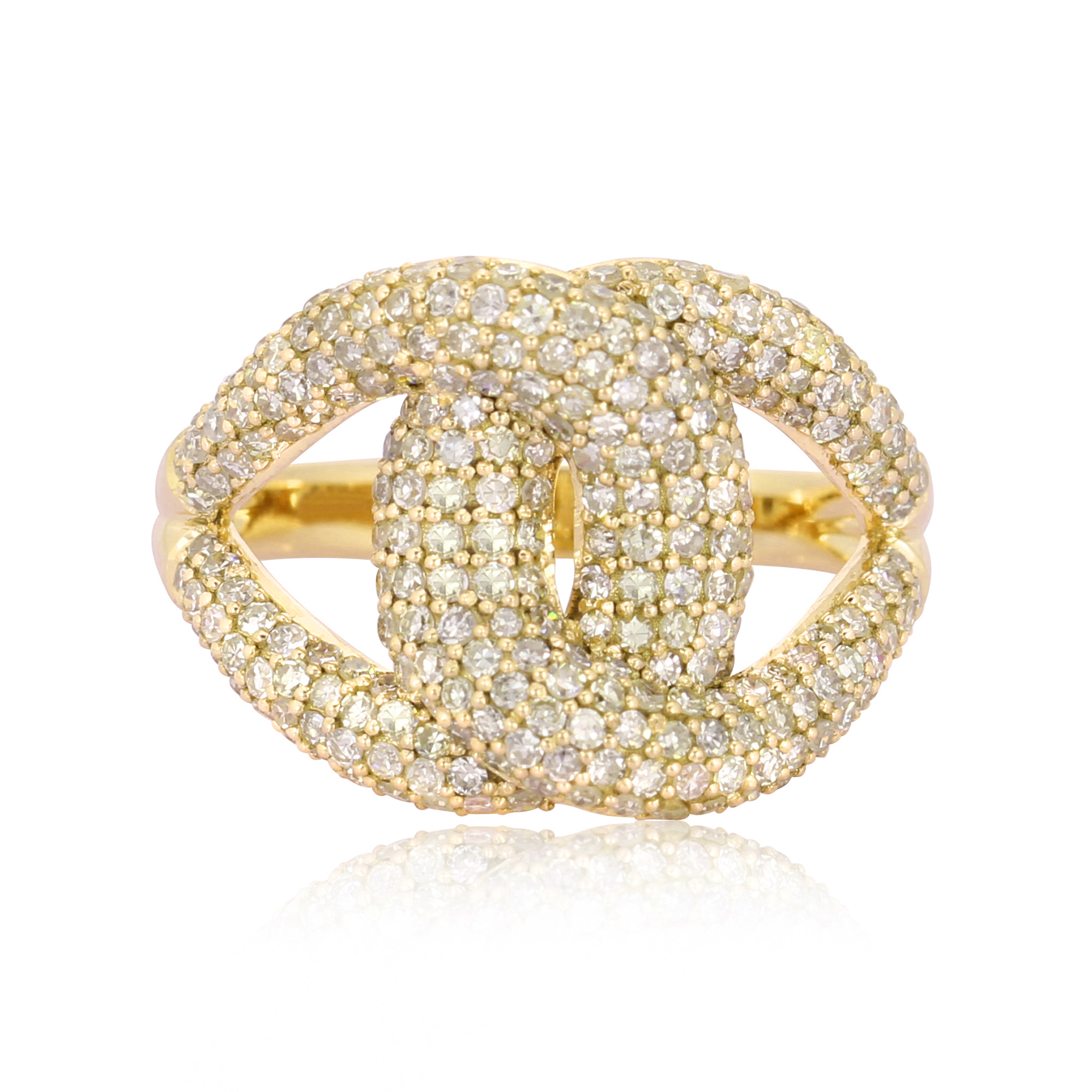 Sterling Silver Knot Ring With Studded Diamonds