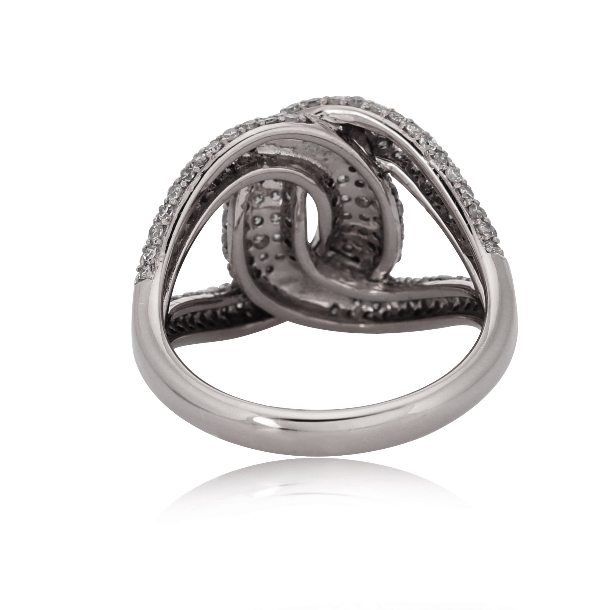 Sterling Silver Knot Ring With Studded Diamonds