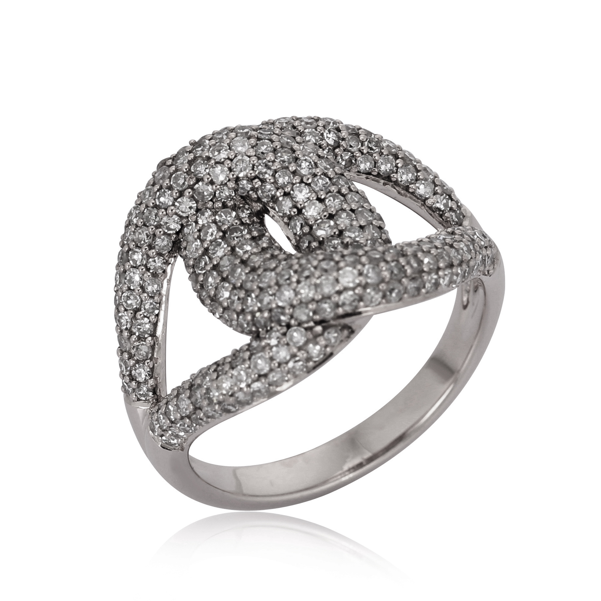 Sterling Silver Knot Ring With Studded Diamonds