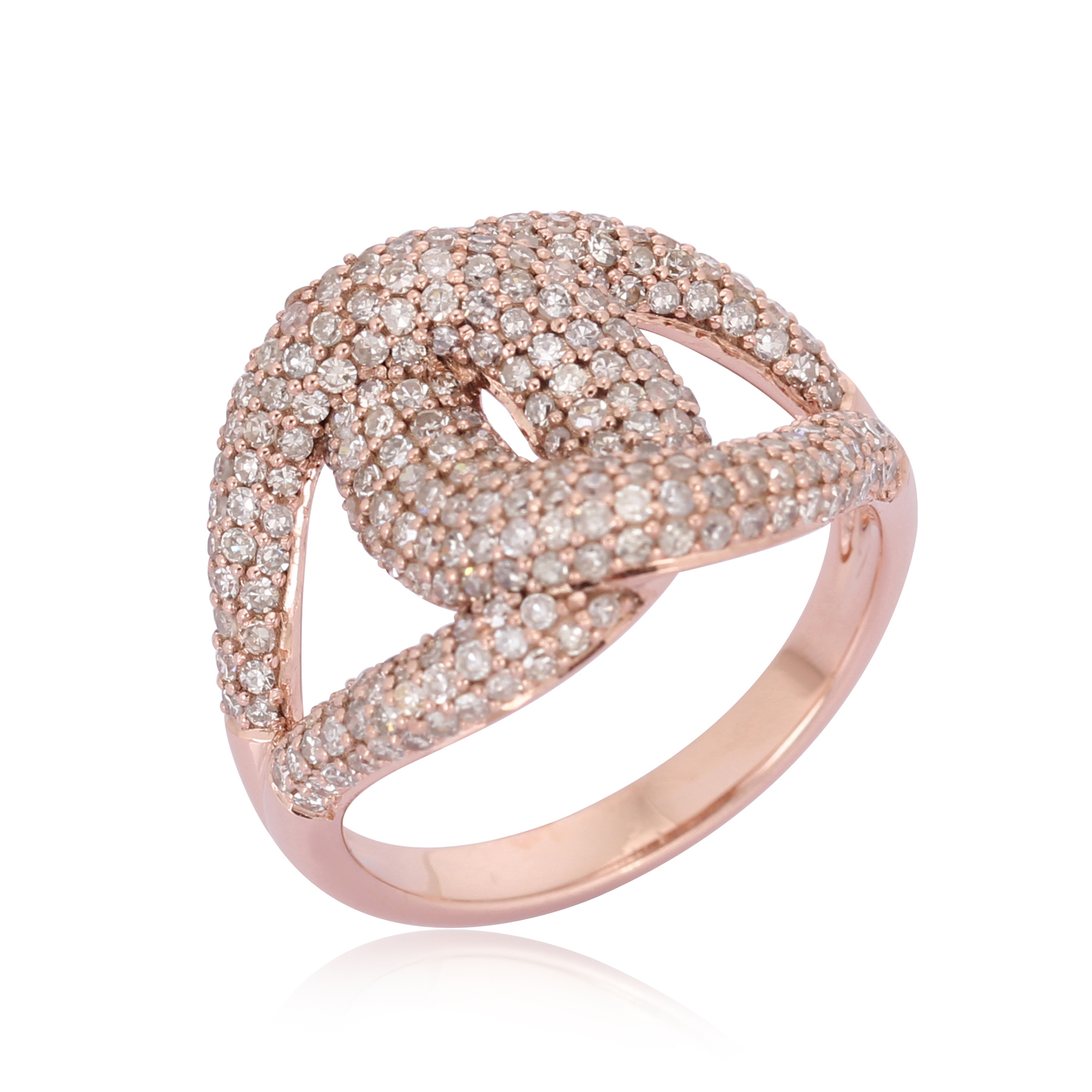 Sterling Silver Knot Ring With Studded Diamonds