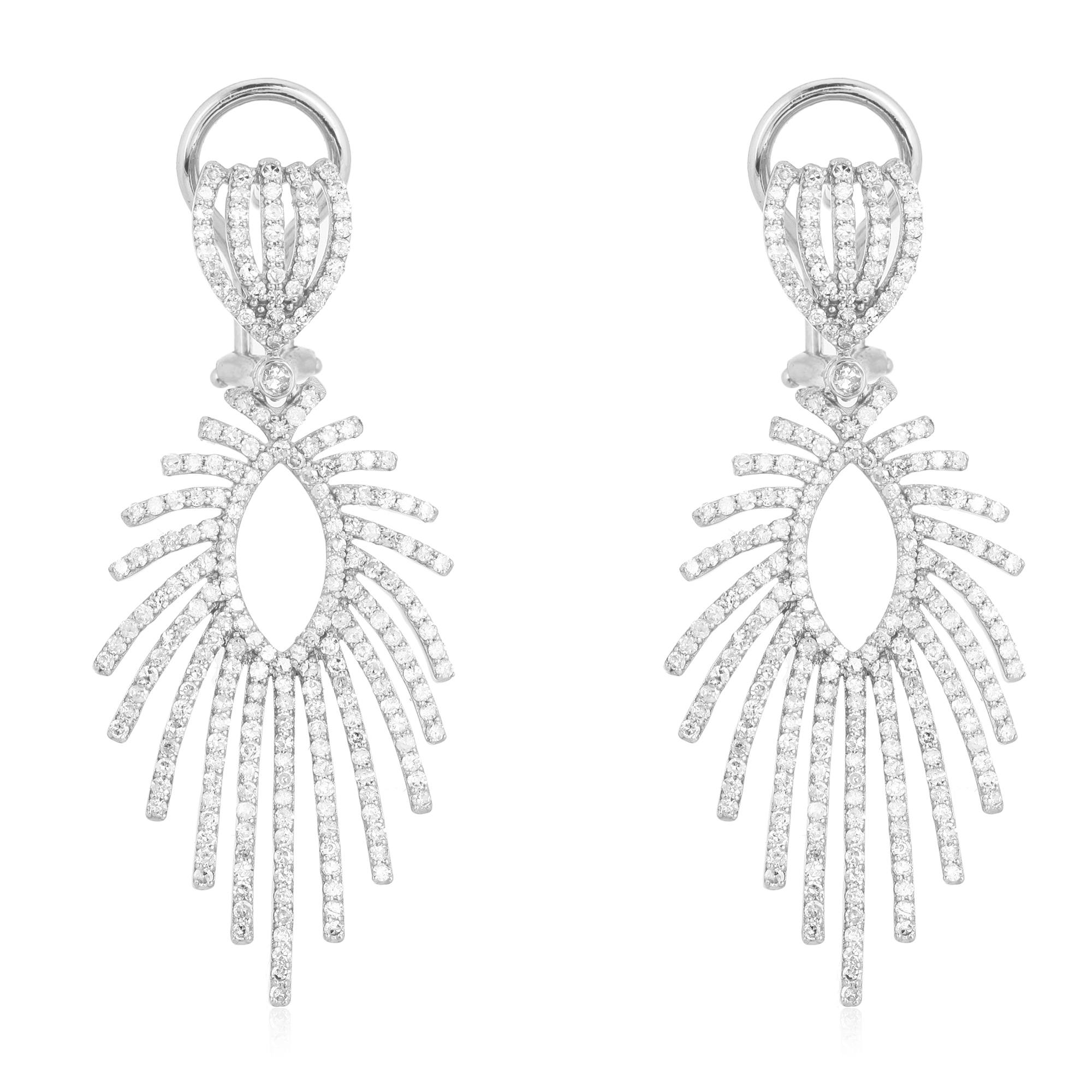 White Gold Diamond Leaf Earrings