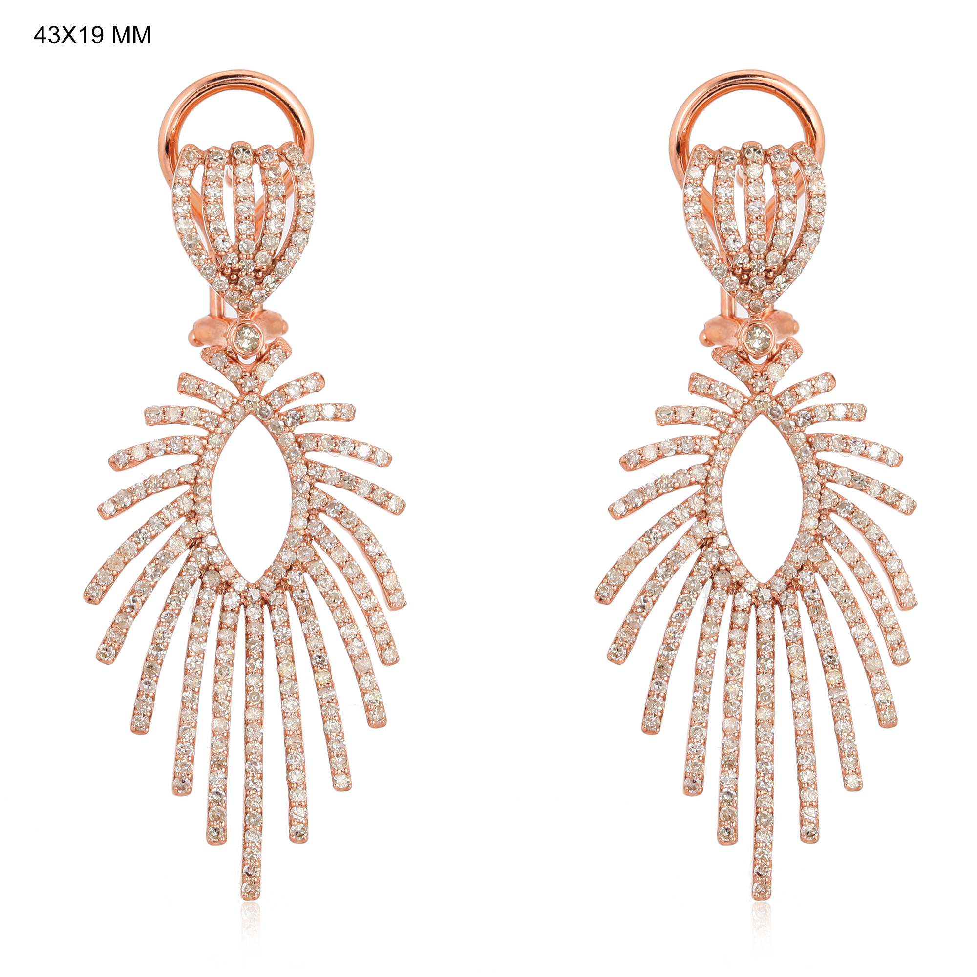 Rose Gold Diamond  Leaf Earrings