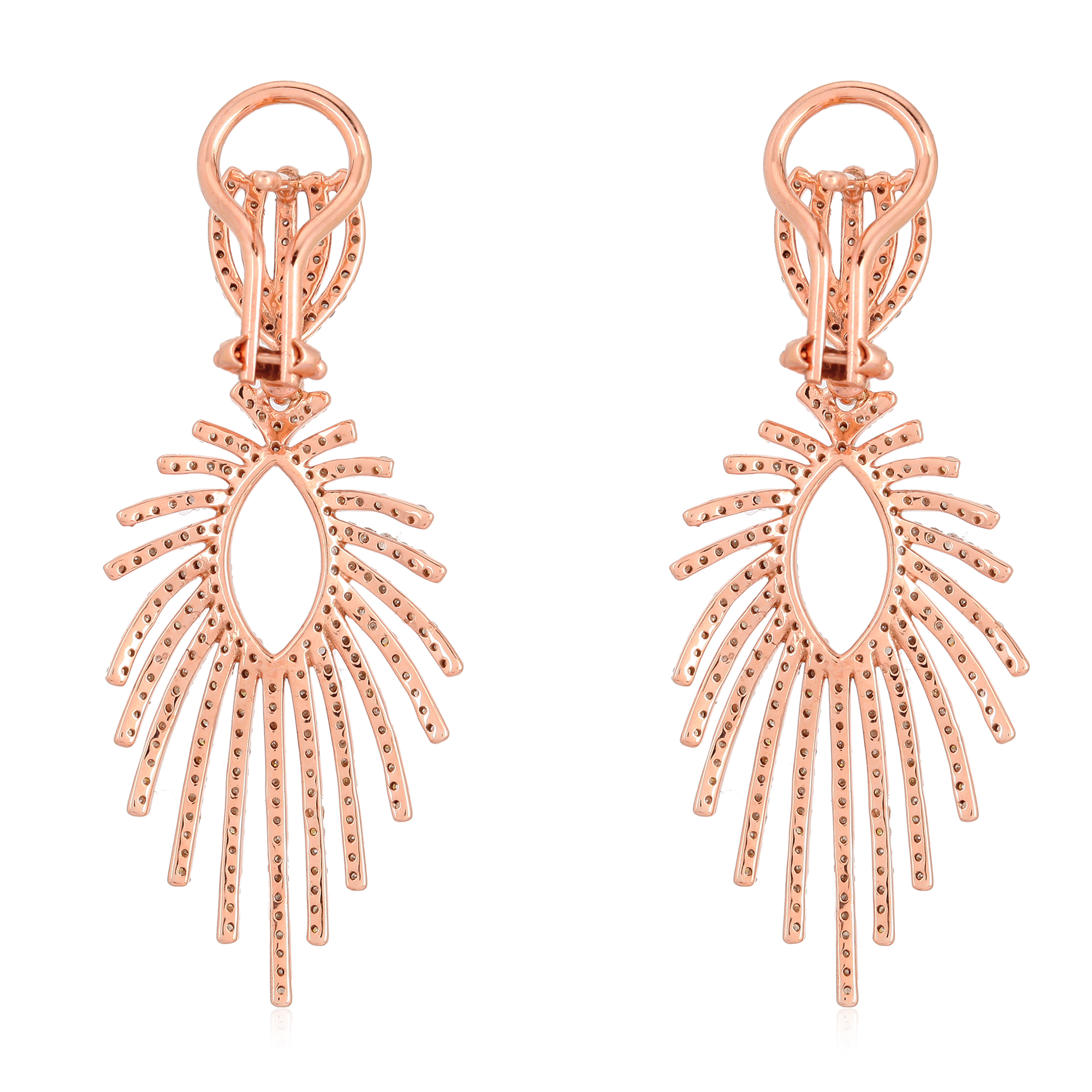 Rose Gold Diamond  Leaf Earrings
