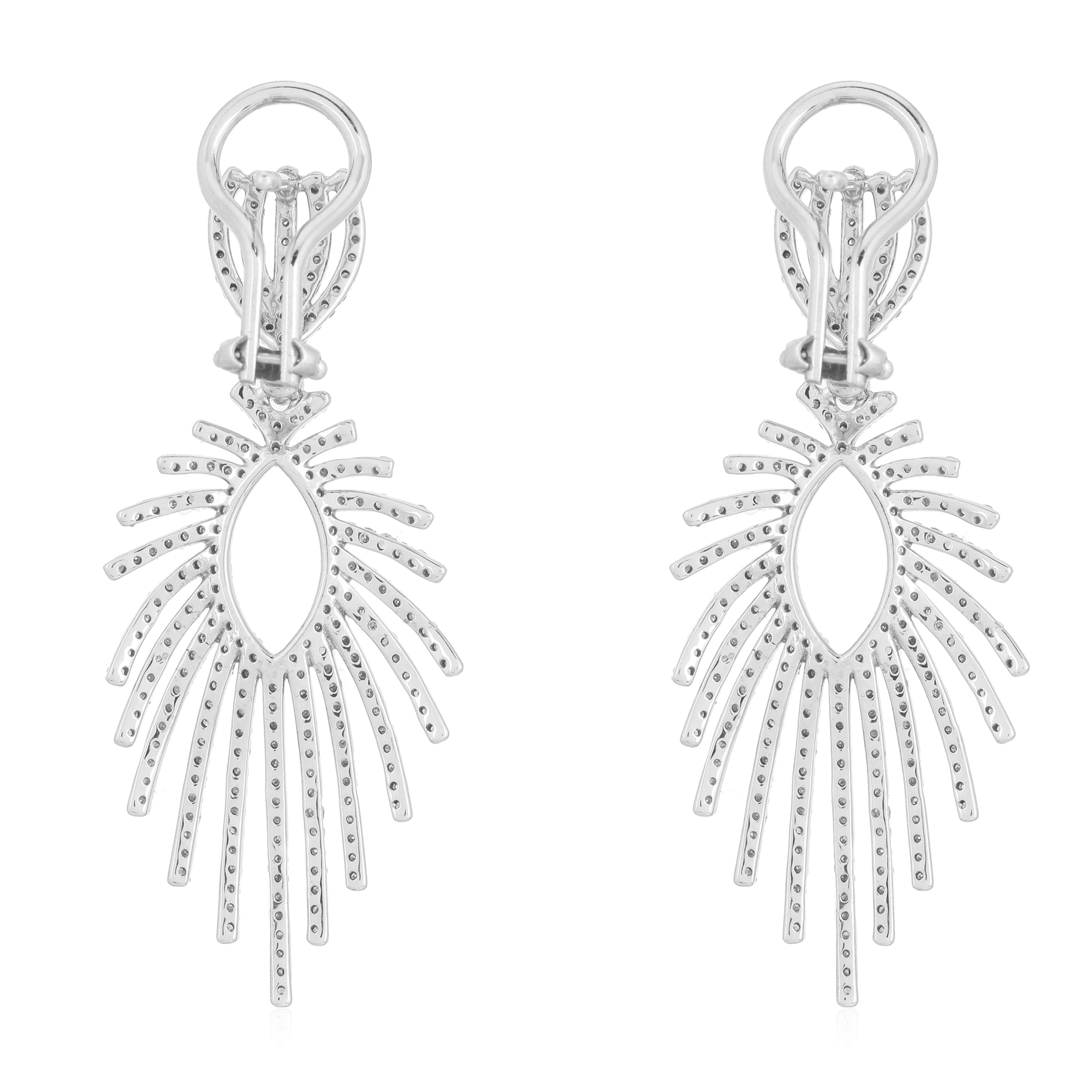 White Gold Diamond Leaf Earrings