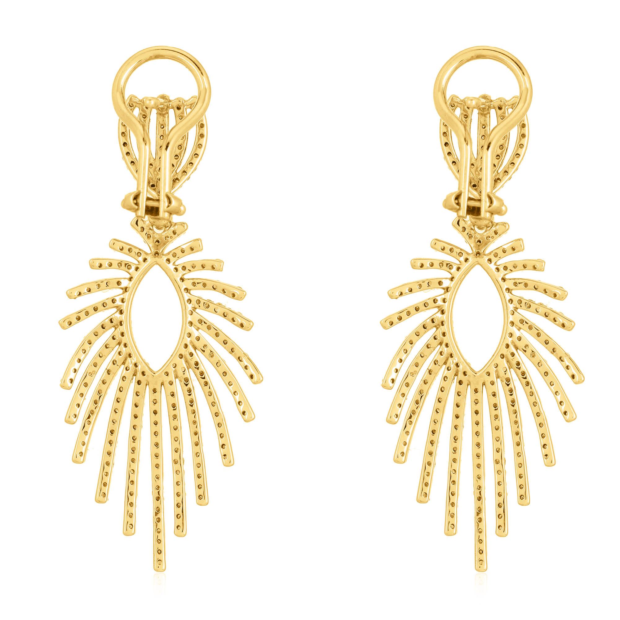 Yellow Gold Diamond Leaf Earrings