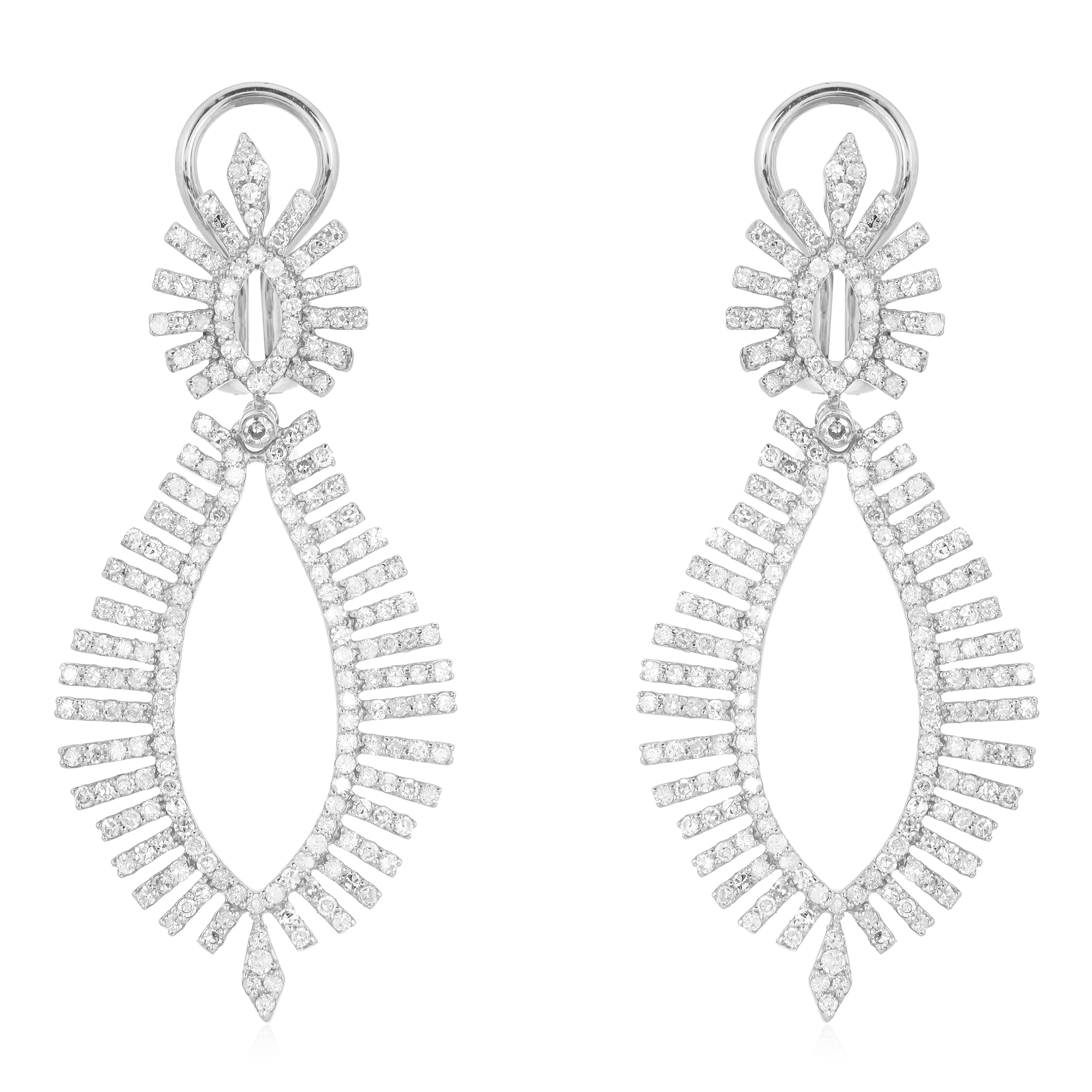 White Gold Marquise shaped Leaf Diamond Earrings